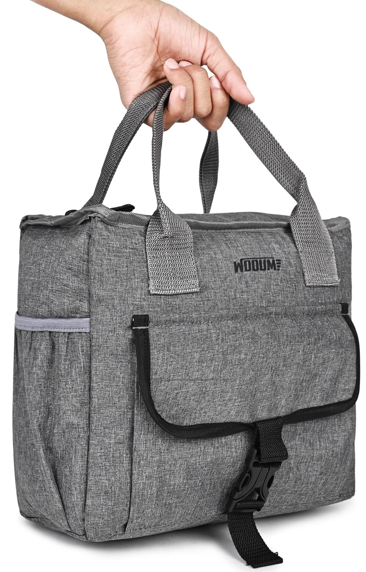 Wooum Lunch Bag for Office, Lunch Bag for Men & Women, Insulated Lunch Bag, Adult Lunch Tote Bag, Wide-Open Tiffin Bag with Handle, Side Pocket, Travel Lunch Pouch for Picnic, Grey (B0CN1SRZJ4) Amazon Price History, Amazon Price Tracker