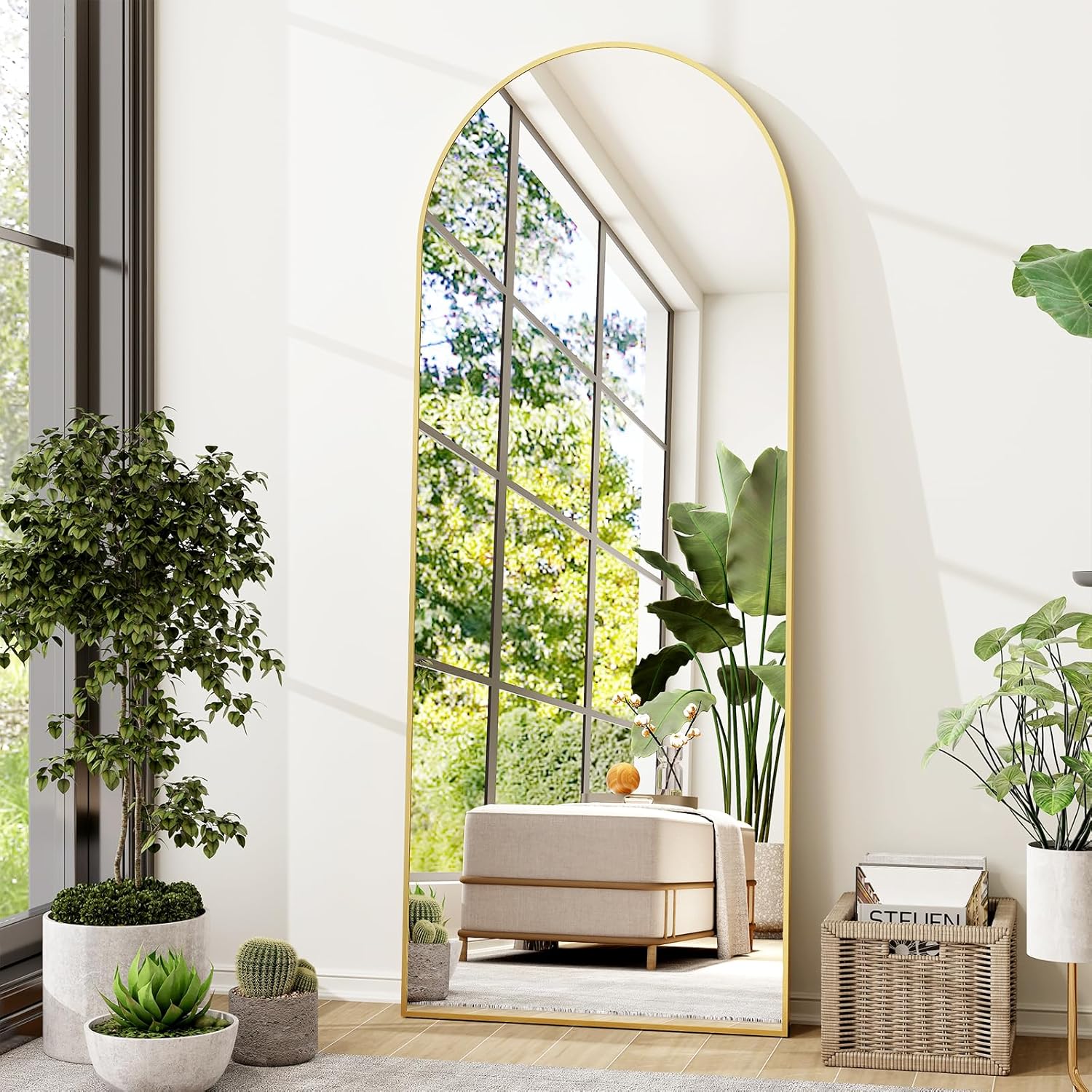 GLSLAND 28" x 71" Arched Full Length Mirror Gold Full