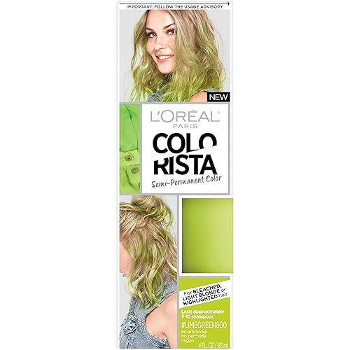 L'Oréal Paris Colorista de cabello semipermanente para cabello rubio claro o decolorado, verde lima