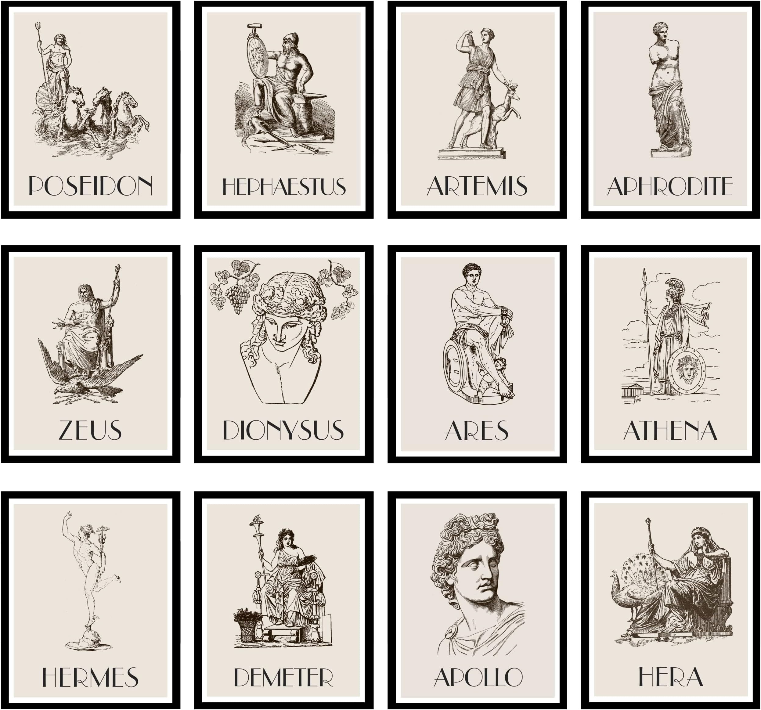 - 97 Decor Greek Mythology Decor - Greek Decorations, Gods Posters, Greeks Mythology Gifts, Greeks Art Print, Greeks Goddess Decoration, Aphrodite Poster Poseidon Athena Goddess Decorations (8x10 Unframed)