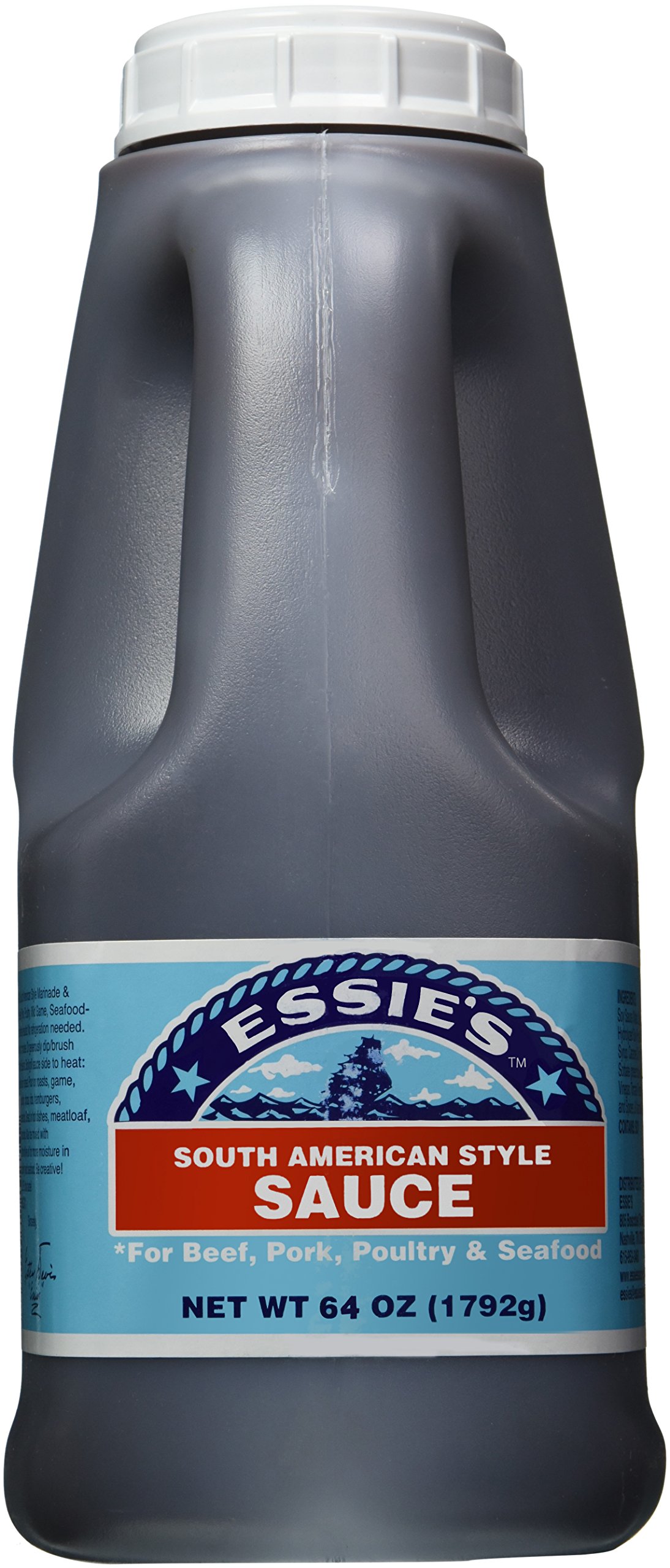 Essie's South American Sauce, 64oz Bold and Tangy – Gluten Free Marinade for Steak, Pork, Seafood & More – Family Recipe Since 1968 from the Renowned