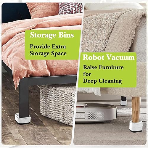 Miniatura 69 de 4 Pack Furniture Risers 1 Inch, Adjustable Bed Risers Heavy Duty for Table Desk Couch Chair Sofa Cabinet Bed Legs Dorm, Square Stackable Bed Raisers