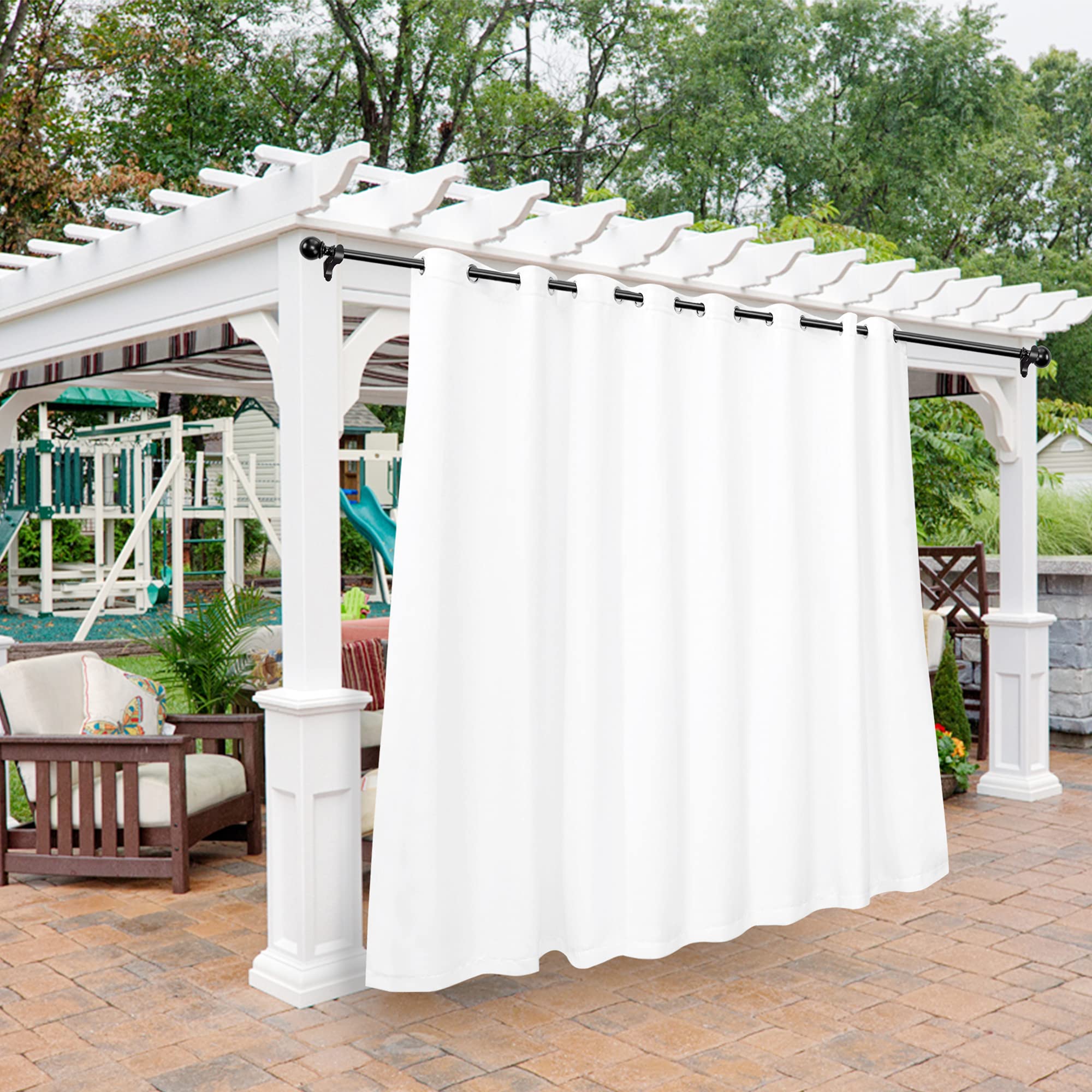 BONZER Outdoor Curtains for Patio Waterproof - Light Blocking Weather Resistant Privacy Grommet Outside Curtains for Gazebo, Porch, Pergola, Cabana,