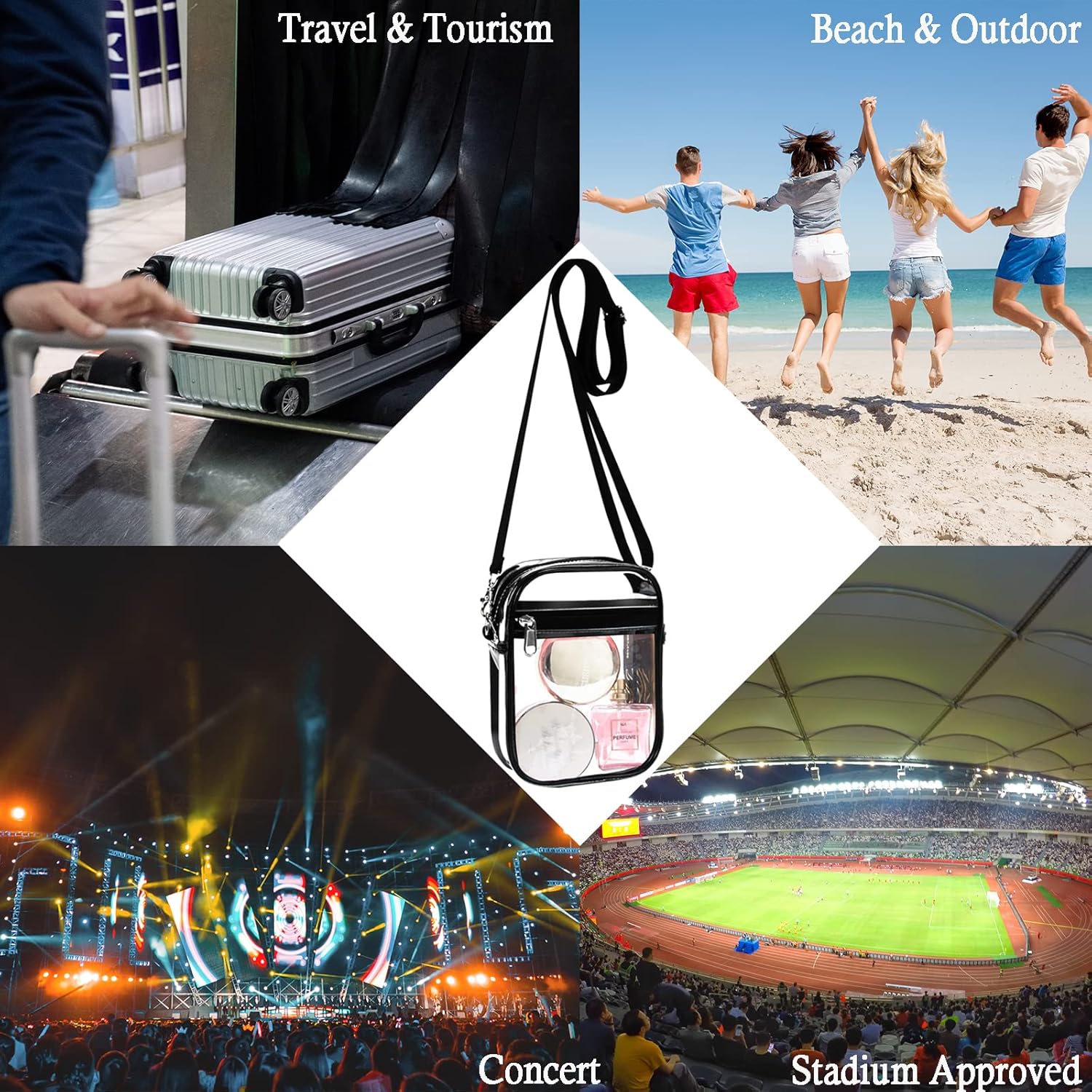 Wilbeva New Clear Purses Crossbody Bag, Clear Shoulder Bags Stadium Approved for Women & Girls, Transparent Cosmetic Bag for Work, Concert & Outdoor Sport Competition