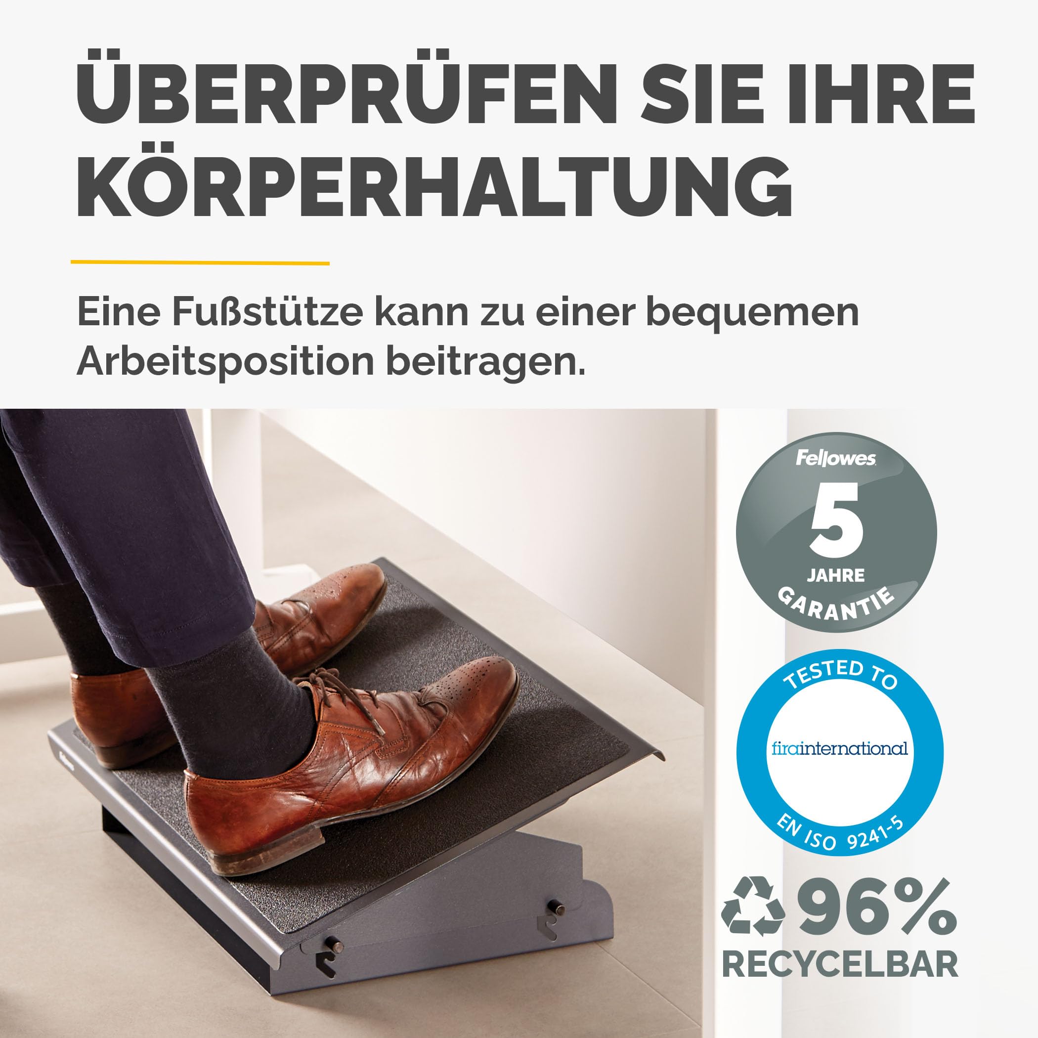 Fellowes 8064101 Fußstütze Professional Series robust verstellbar, extra stabile Stahlkonstruktion, schwarz
