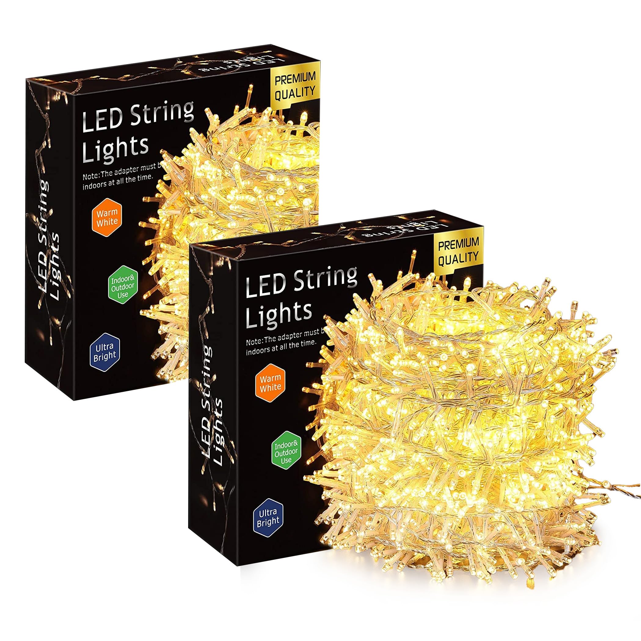 Warm White Led Serial String Lights β Waterproof Copper Wire Yellow Fairy Lights for Home Decoration,Christmas, Deepawali & Diwali Decoration Lights for Balcony Outdoor (19 Meter | Pack of 2)