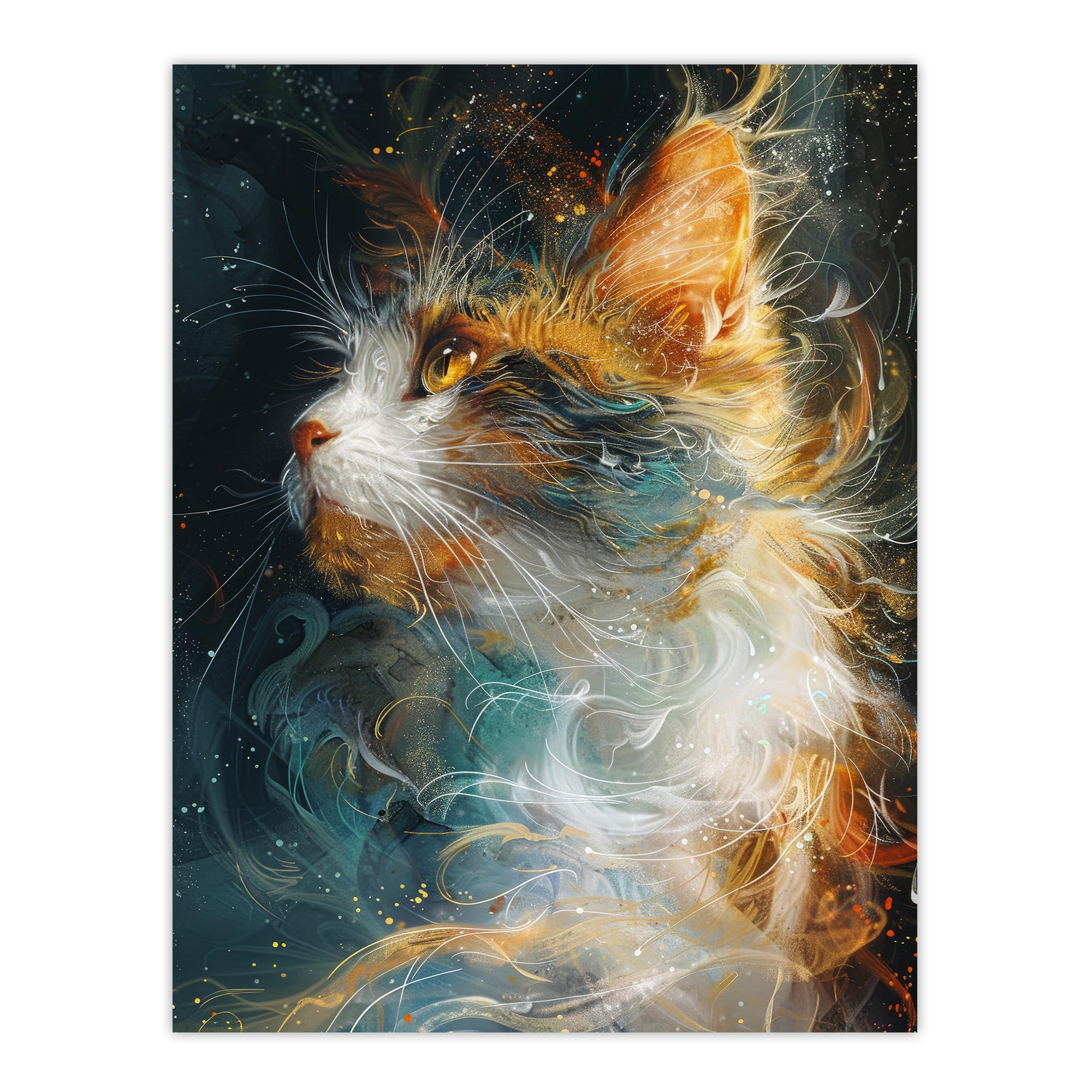 Artery8 Dreamy Orange Maine Coon Cat Lover Pet Portrait For Living Room Large Wall Art Poster Print Thick Paper 18X24 Inch