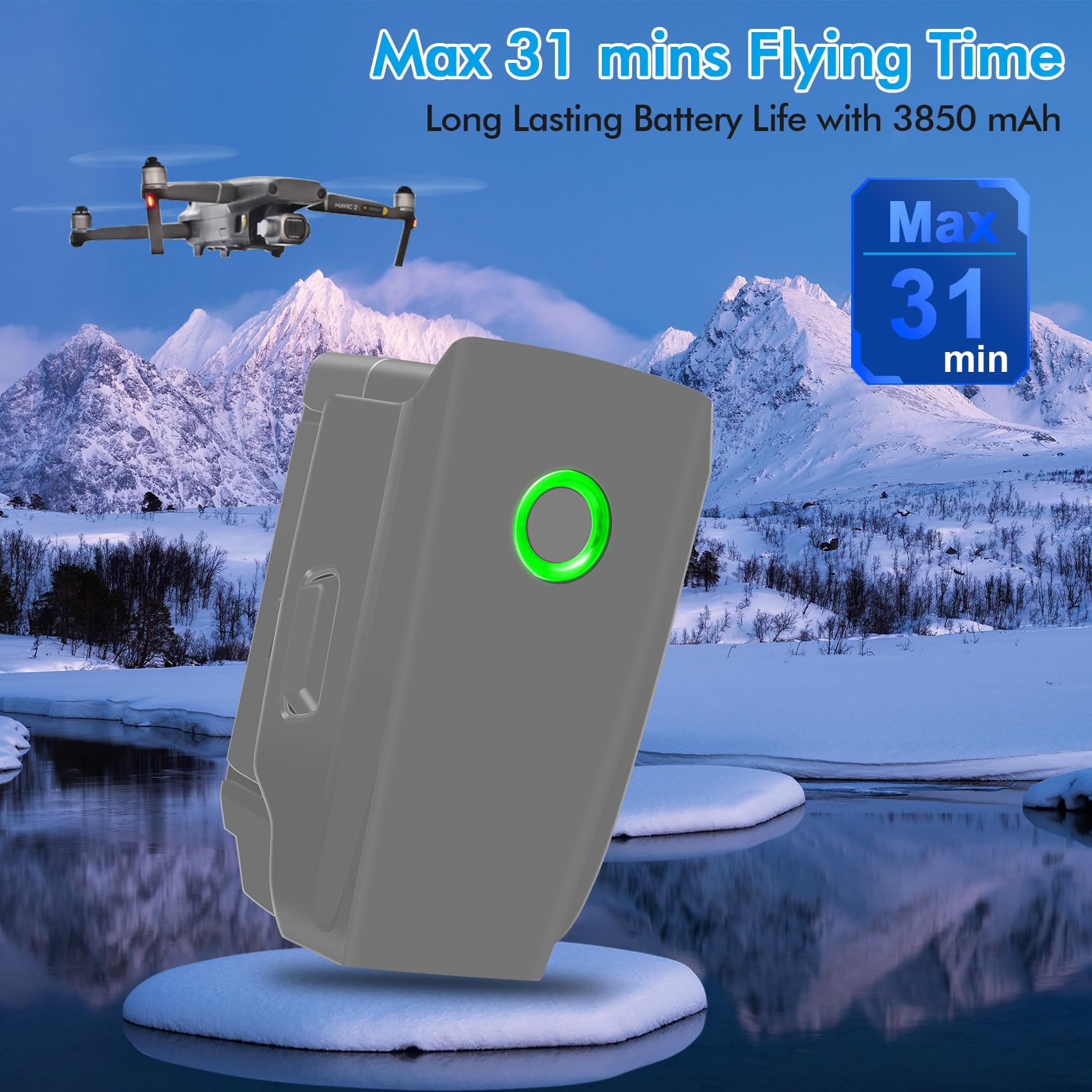 Batterie Intelligent 15.4V 3850mAh pour DJI Mavic 2 Pro / Zoom / Enterprise - 2 Pièces