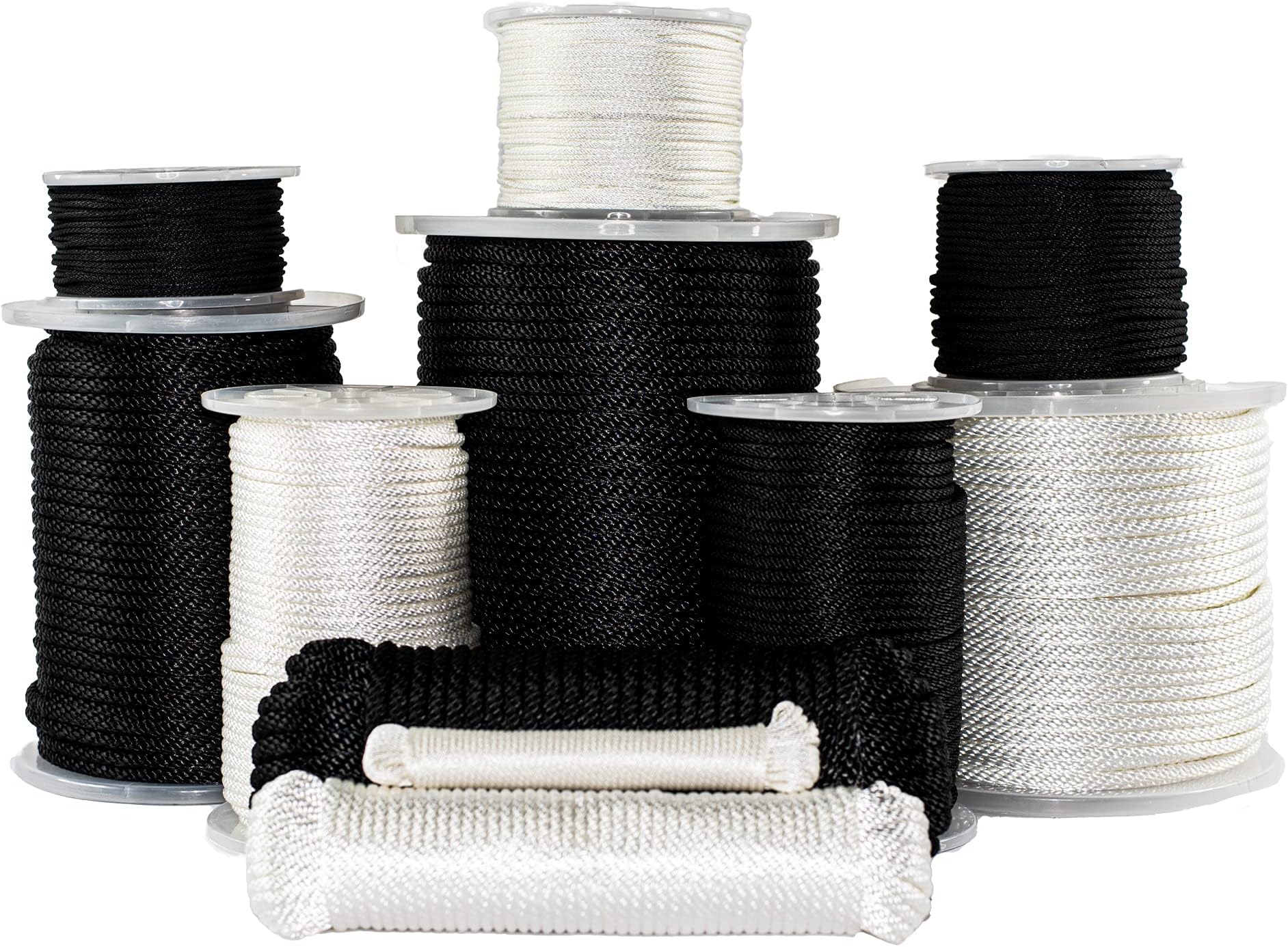 SGT KNOTS Solid Braid Dacron Polyester Rope - Moisture, Oil, UV, Rot Resistant for Boating, Anchor, Towing, Mooring Lines, Antenna Guy Line (1/8" x 250ft, Black)