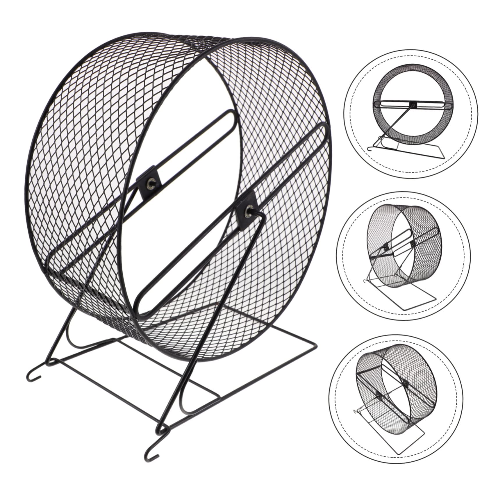 WOONEKY Roue Silencieuse Boule pour en Fer Noir Hamster Doré 25cm Jouet D’Exercice Sûr pour Petits Animaux Écureuil