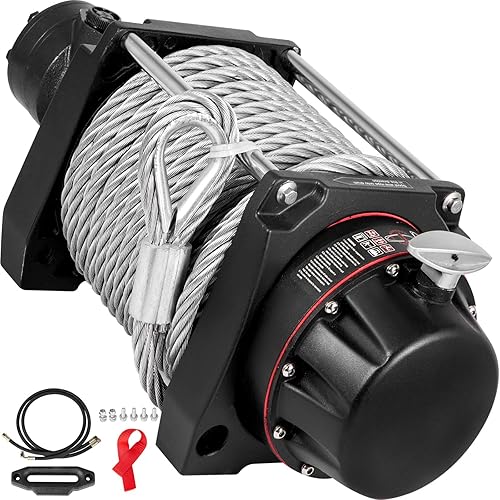 VEVOR Cabrestante hidráulico industrial de 20,000 libras, cabrestante de anclaje hidráulico con cable de acero fuerte de 78.7 ft, kit de adaptador