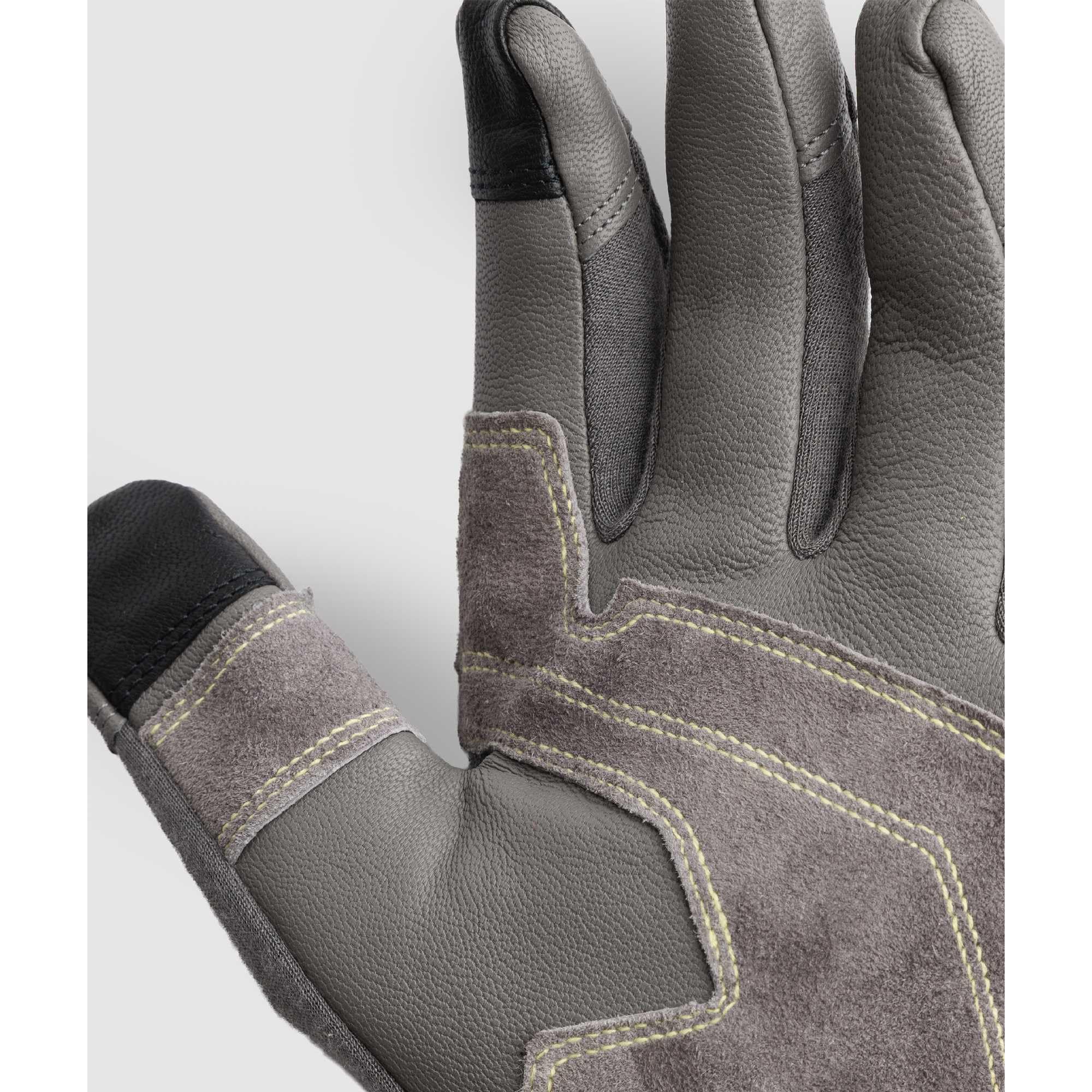 Outdoor Research Ironsight II FR rękawica, taktyczne rękawice zmniejszające palność, Nomex i kevlar, skórzana powierzchnia dłoni, palce do ekranu dotykowego, wilk szary, L