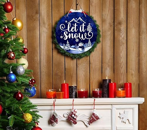 Miniatura 8 de D4DREAM Letrero de bienvenida de invierno, muñeco de nieve, decoración de invierno, con texto en inglés «Let It Snow», letrero de bienvenida para