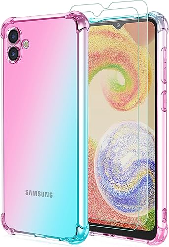 Osophter Funda transparente transparente para Samsung Galaxy A04E con 2 protectores de pantalla de esquinas reforzadas de poliuretano termoplástico