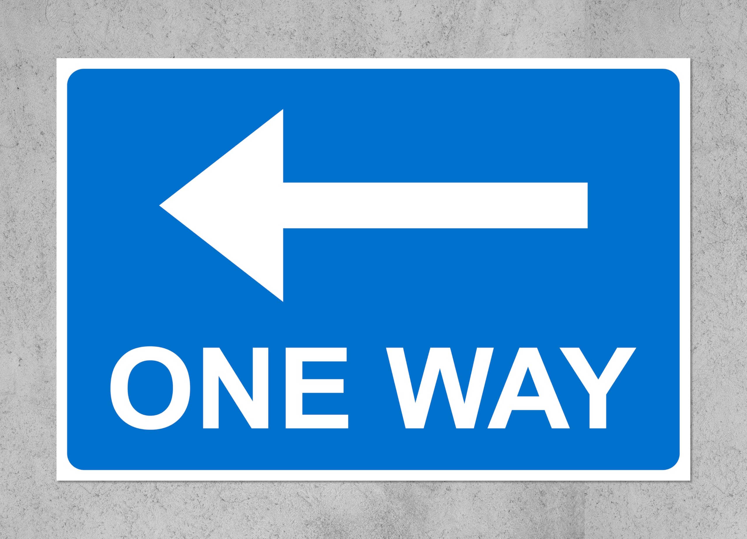 One way left pointing arrow Sign - 1mm Plastic sign (300mm x 200mm)