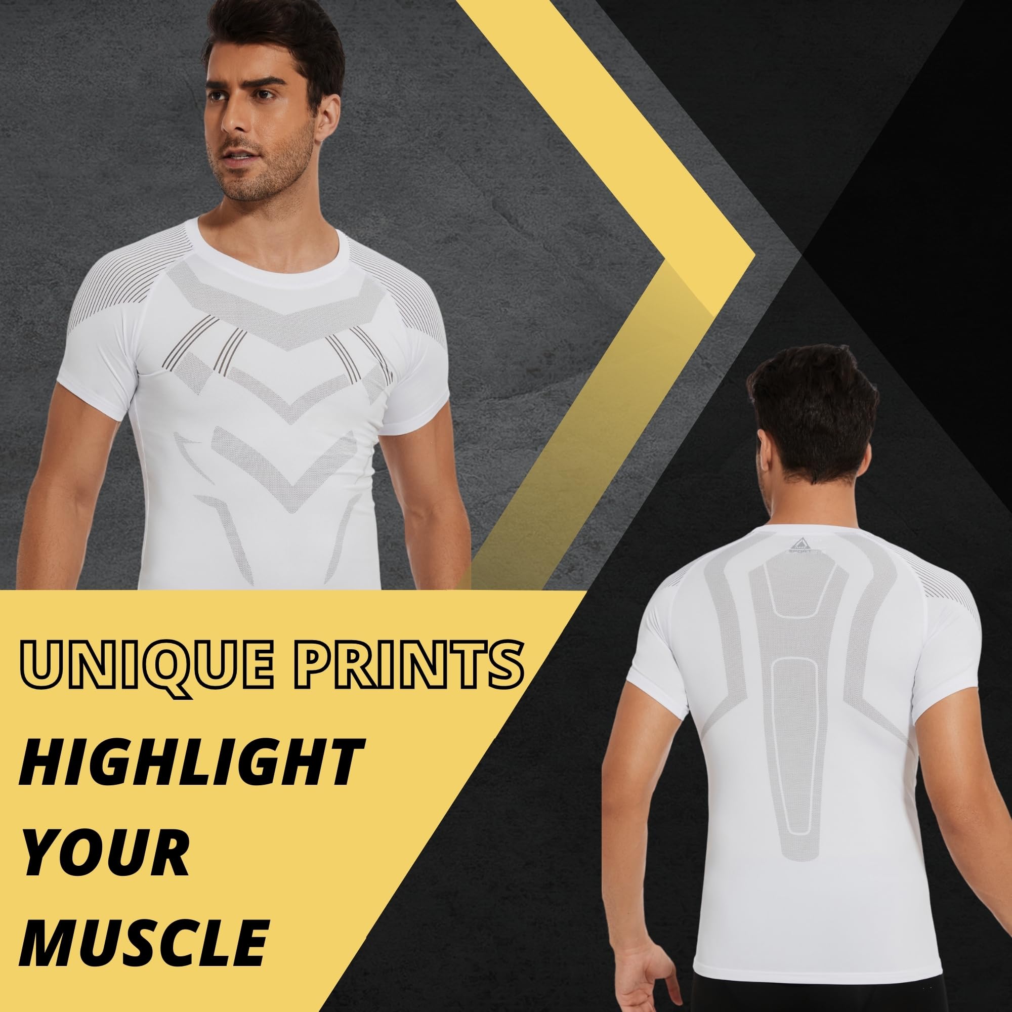 AMZSPORT Maglia a Manica Corta Compression da Uomo Sport Palestra