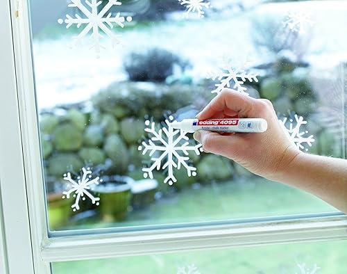 Miniatura 14 de edding Juego de 4095 - Pizarras redondas blancas (2X), amarillo, naranja, rosa, de 0.079-0.118 in, con limpieza húmeda, ventanas, vidrio, espejos,