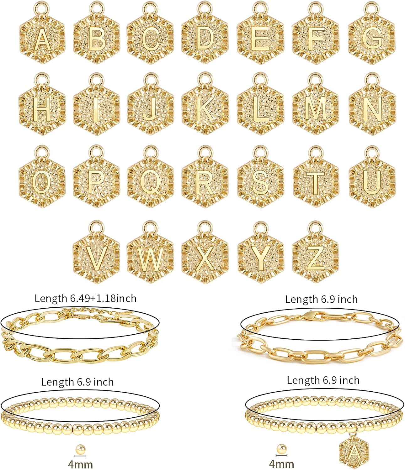 Gold Plated Bracelets For Women Gold Initial Bracelets Stackable Bead Bracelet Set Layered Gold Chain Bangles Cute Bracelets - Image 6