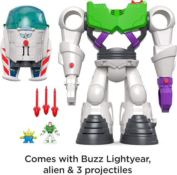 Fisher-Price Imaginext Preschool Toy Disney Pixar Toy Story Buzz Lightyear Robot Playset with Spaceship for Pretend Play Kids Ages 3+ Years