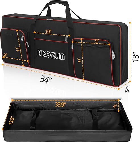 Miniatura 2 de AKOZLIN Funda para teclado de piano eléctrico de 88 teclas de 59 x 18.1 x 7.08 pulgadas con correas ajustables y 5 bolsillos para accesorios de