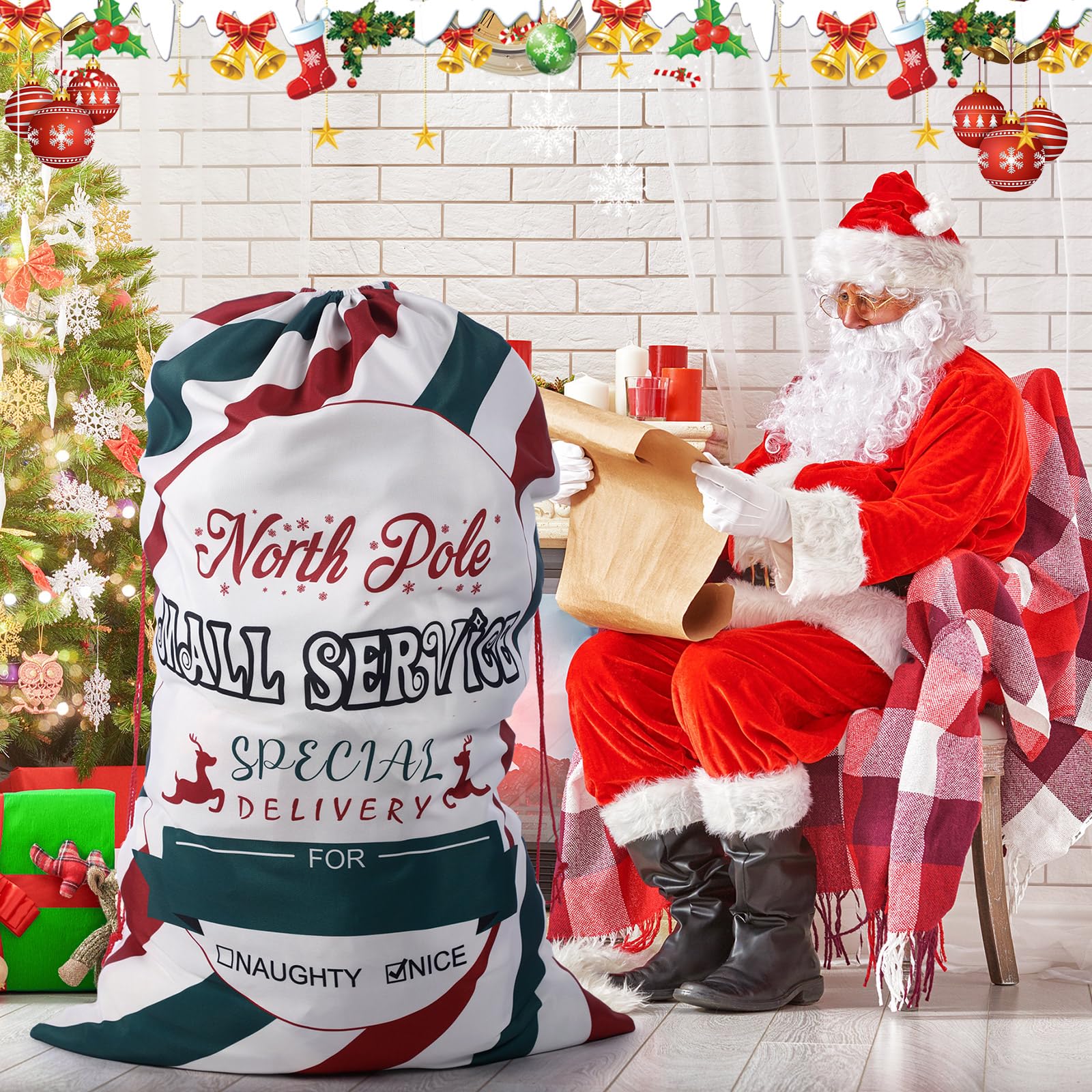 Large Santa Claus Sack Christmas Gift Bag 27 X 20 In - Red Velvet...