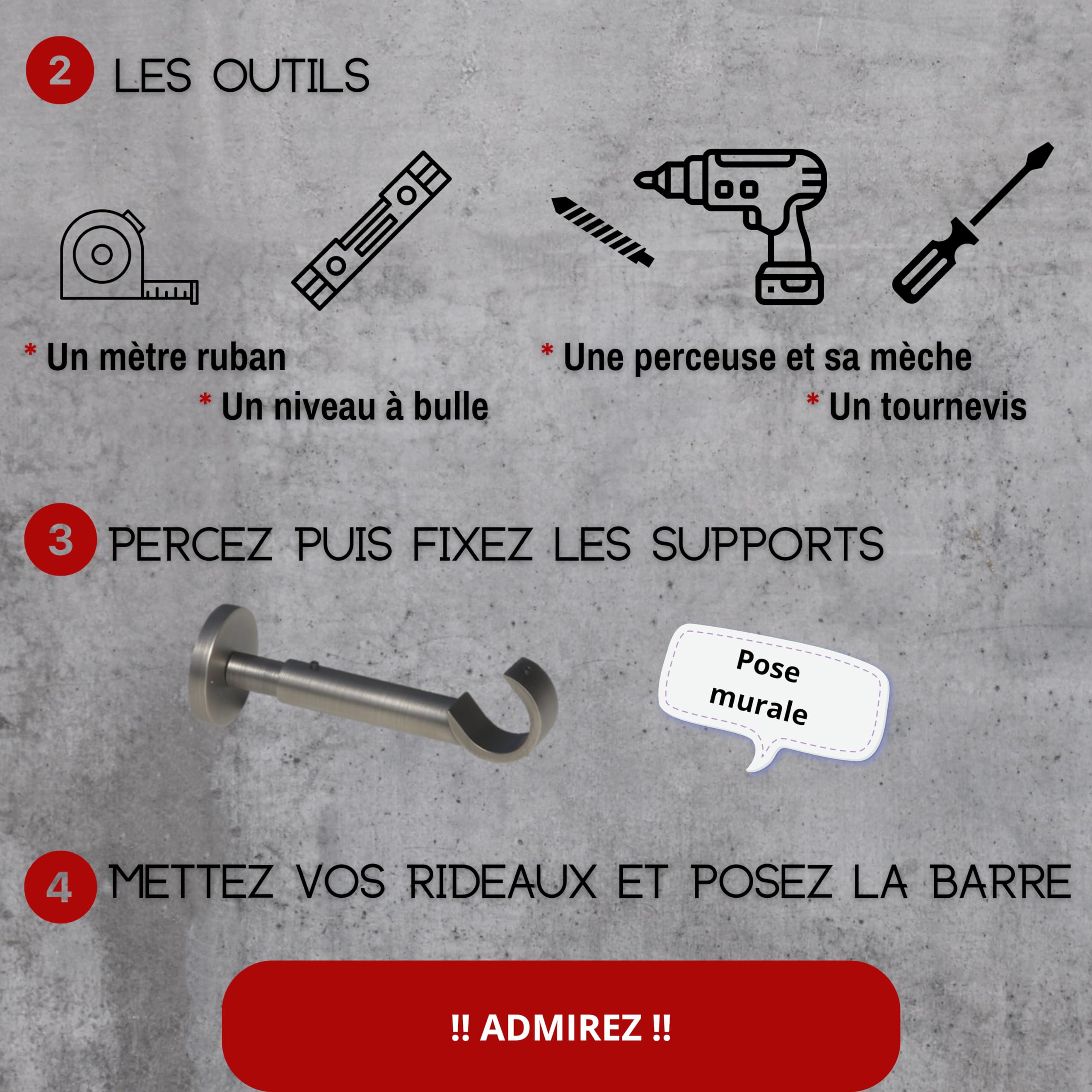 Tringle à Rideau CALYS 28mm - Réglable 120-210cm - Robustesse Max - Pour Rideaux Lourds