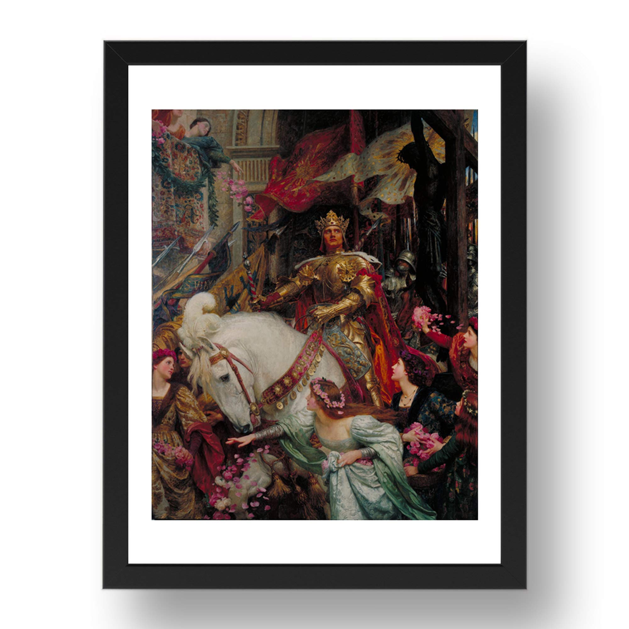 Period Prints the two crowns by Sir Frank Dicksee, 1900, vintage art, A3 reproduction in 17x13 (A3) Black Frame