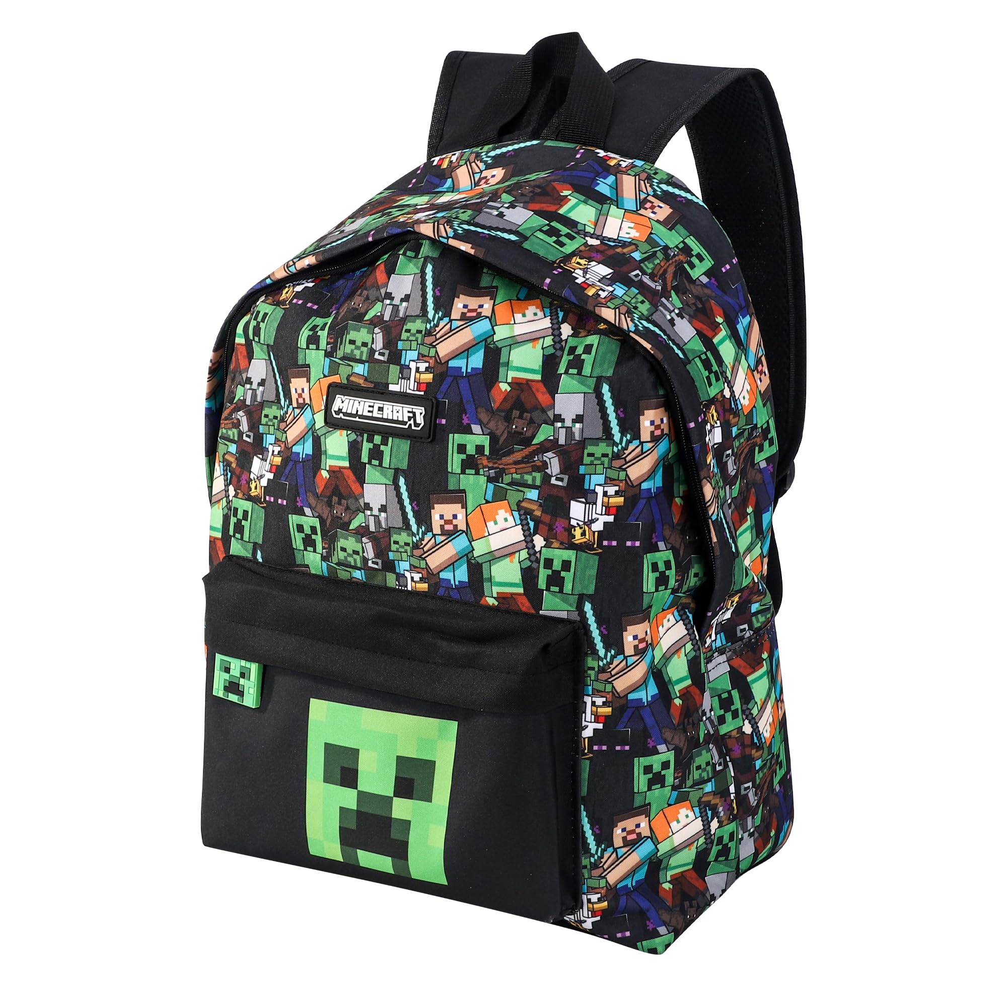 Minecraft Unisex Kids Green/Black - Steve/Creeper Backpack Kids Adults Gamer School Bag Gaming Laptop Rucksack Gift For Gamers ()