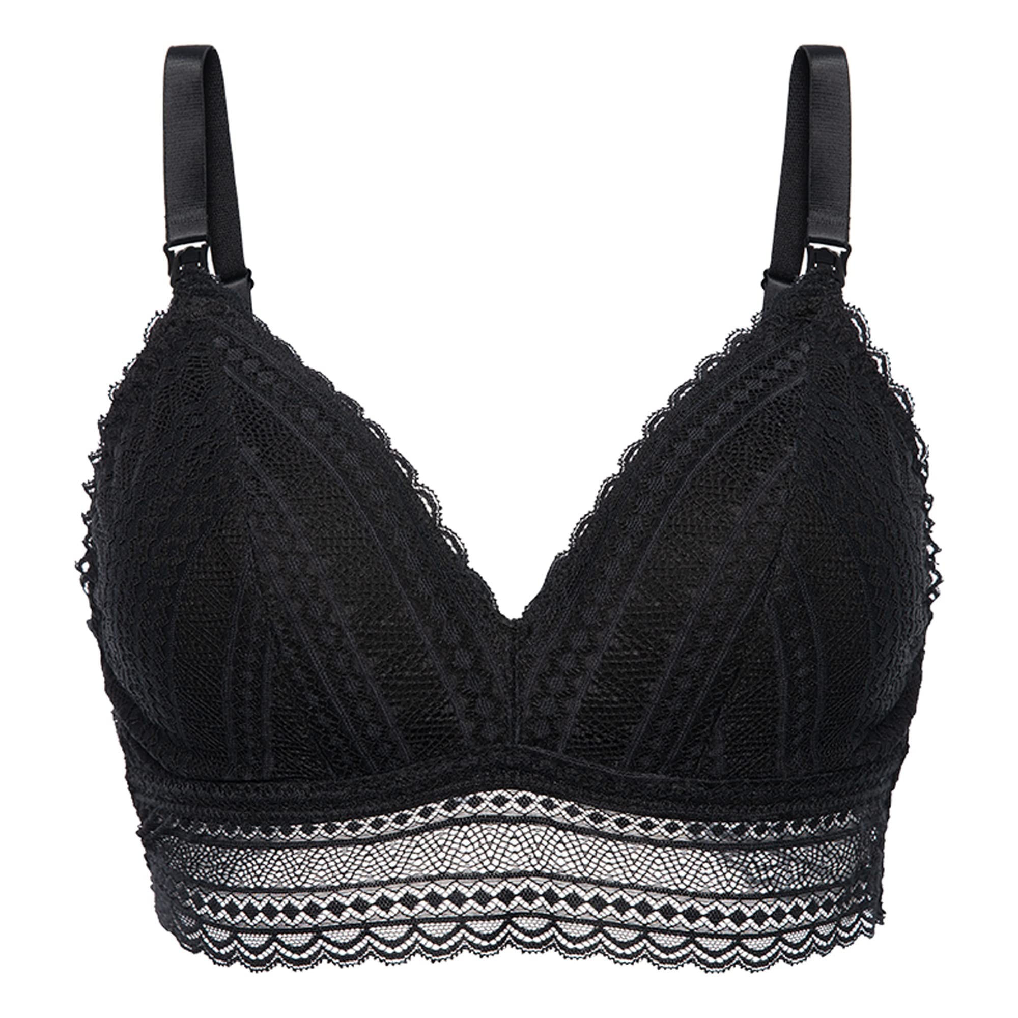 Soutien-gorge d'allaitement noir couverture complète en dentelle XL