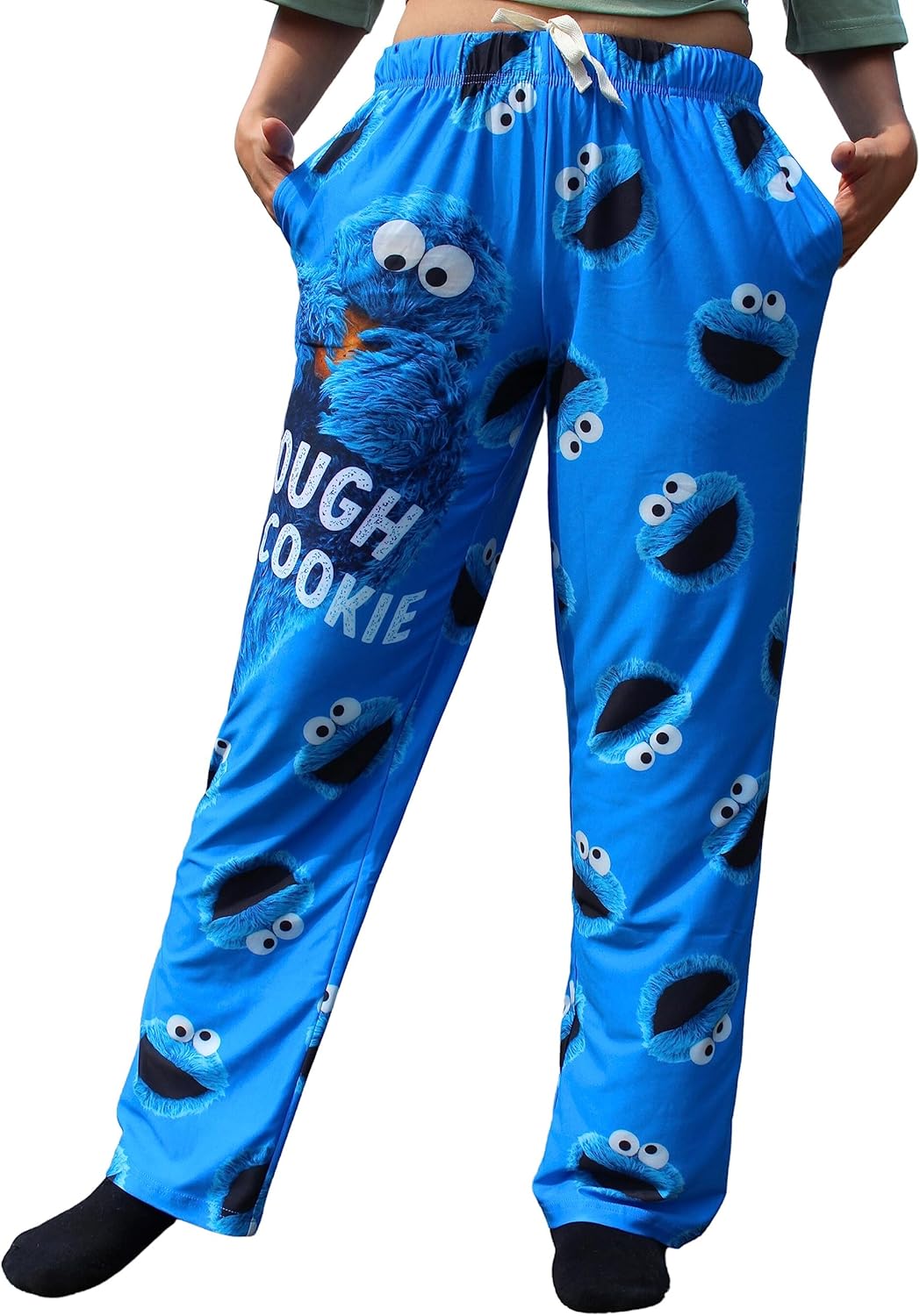 BRIEF INSANITY Lounge Pajama Pants for Men and Women | Sesame Street Cookie Monster Tough Cookie Graphic Print Pattern Bottoms - Comfy, Ultra Soft, Unisex Loungewear Pants (Tough Cookie, Small) - Image 2