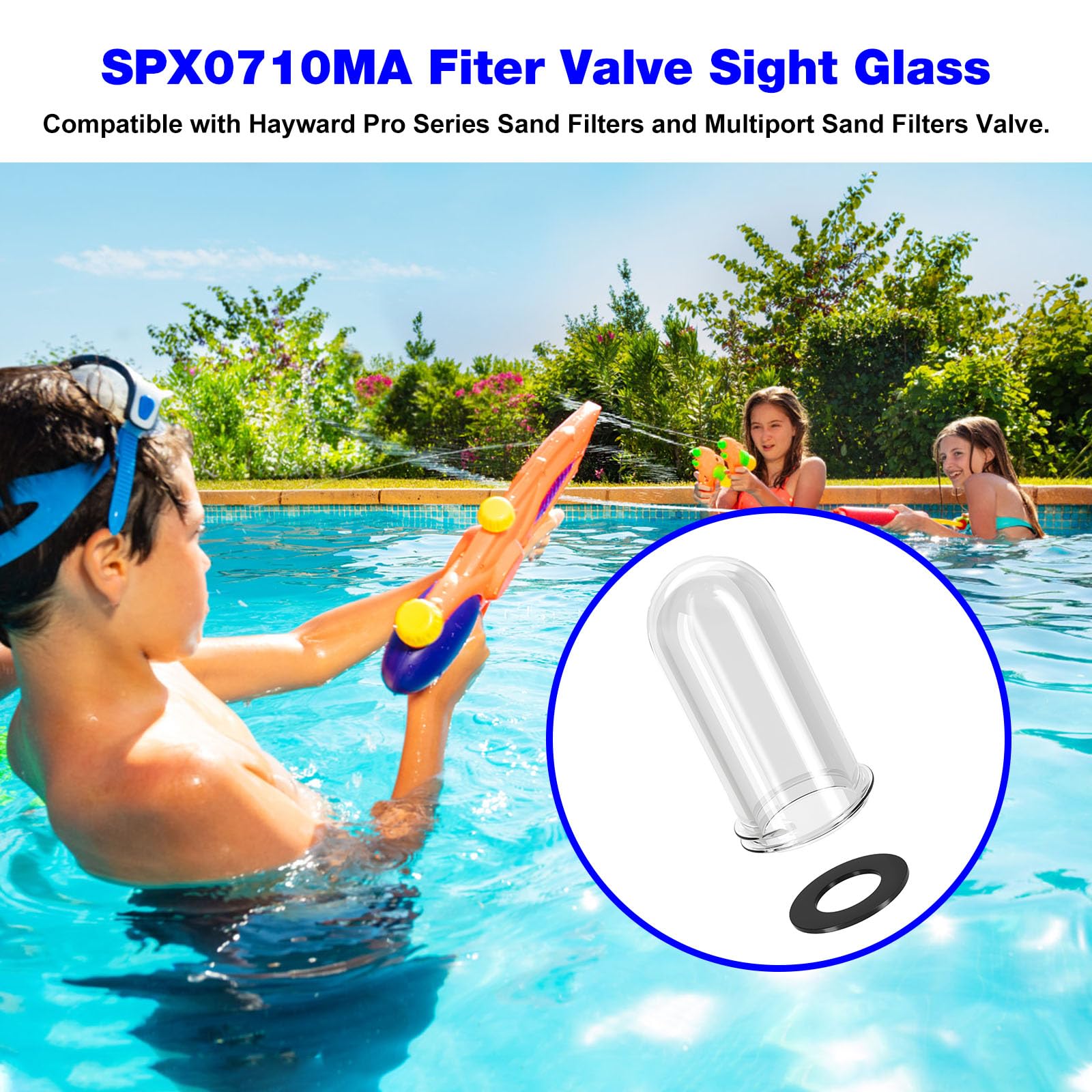 Filtro a sabbia SPX0710MA per Hayward Pool Filter Sight Glass, ricambio Hayward Pool filtro a sabbia parti SP0710, SP0711, SP0711, SP0712, SP0714T, SP0715, SP0716 con guarnizione O-Ring