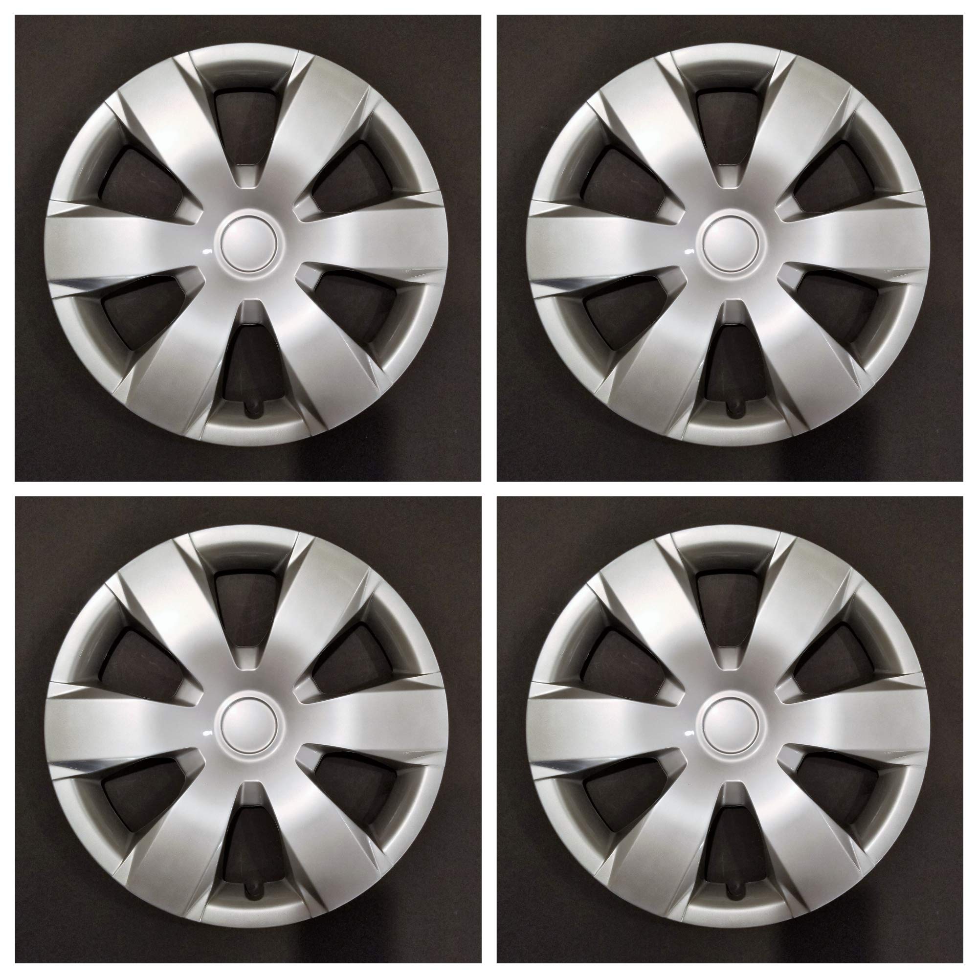 New Wheel Covers Hubcaps Replacements Fits 2007-2011 Toyota Camry; 16 Inch; 6 Spoke; Silver; Plastic; Set of 4; Spring Steel Clip