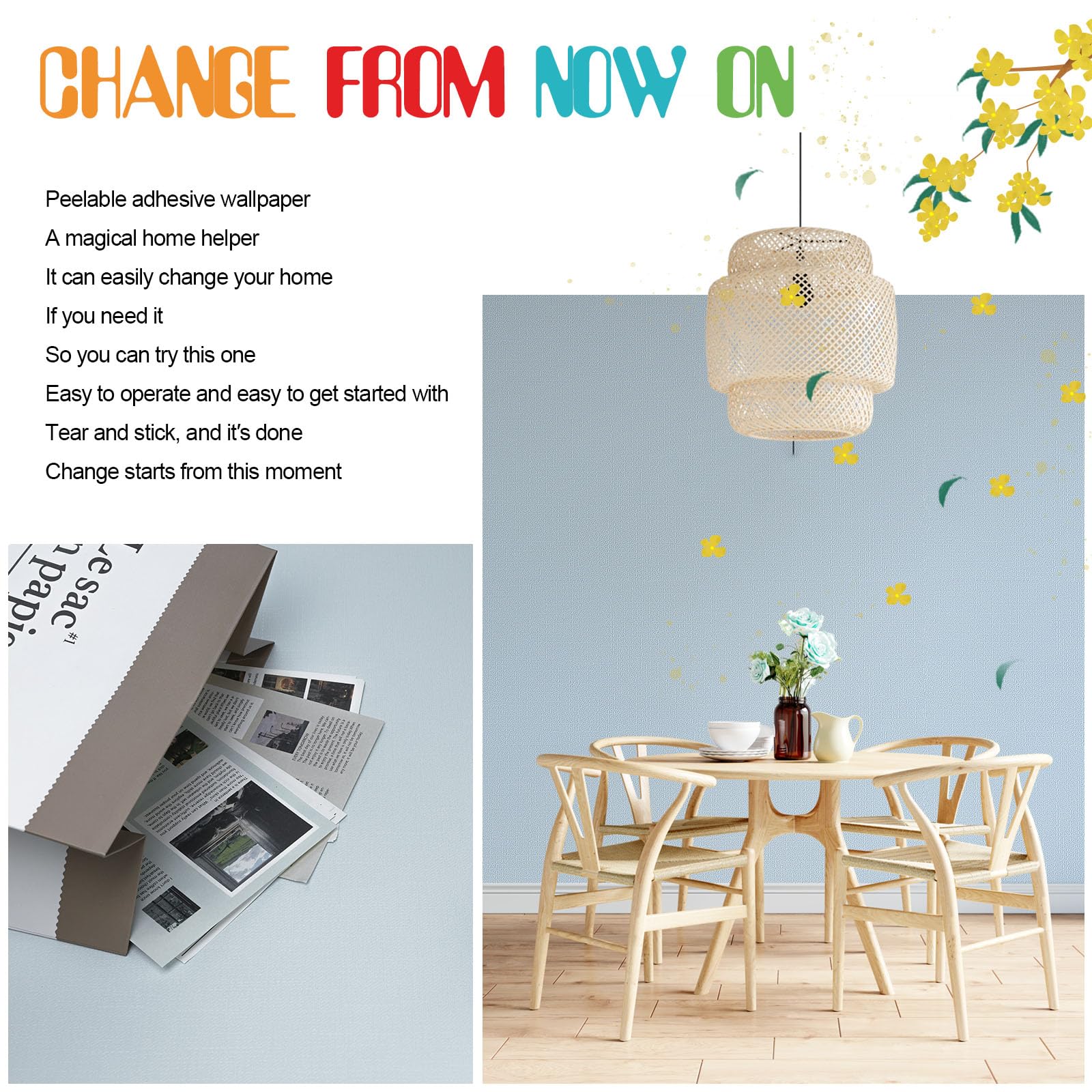 Quttisay Papier Peint Bleu Foncé à Décoller Et à Coller – Papier Peint Bleu Marine – 40 X 500 Cm – Papier Contact De Couleur Unie Moderne, Imperméable Et Amovible – Papier