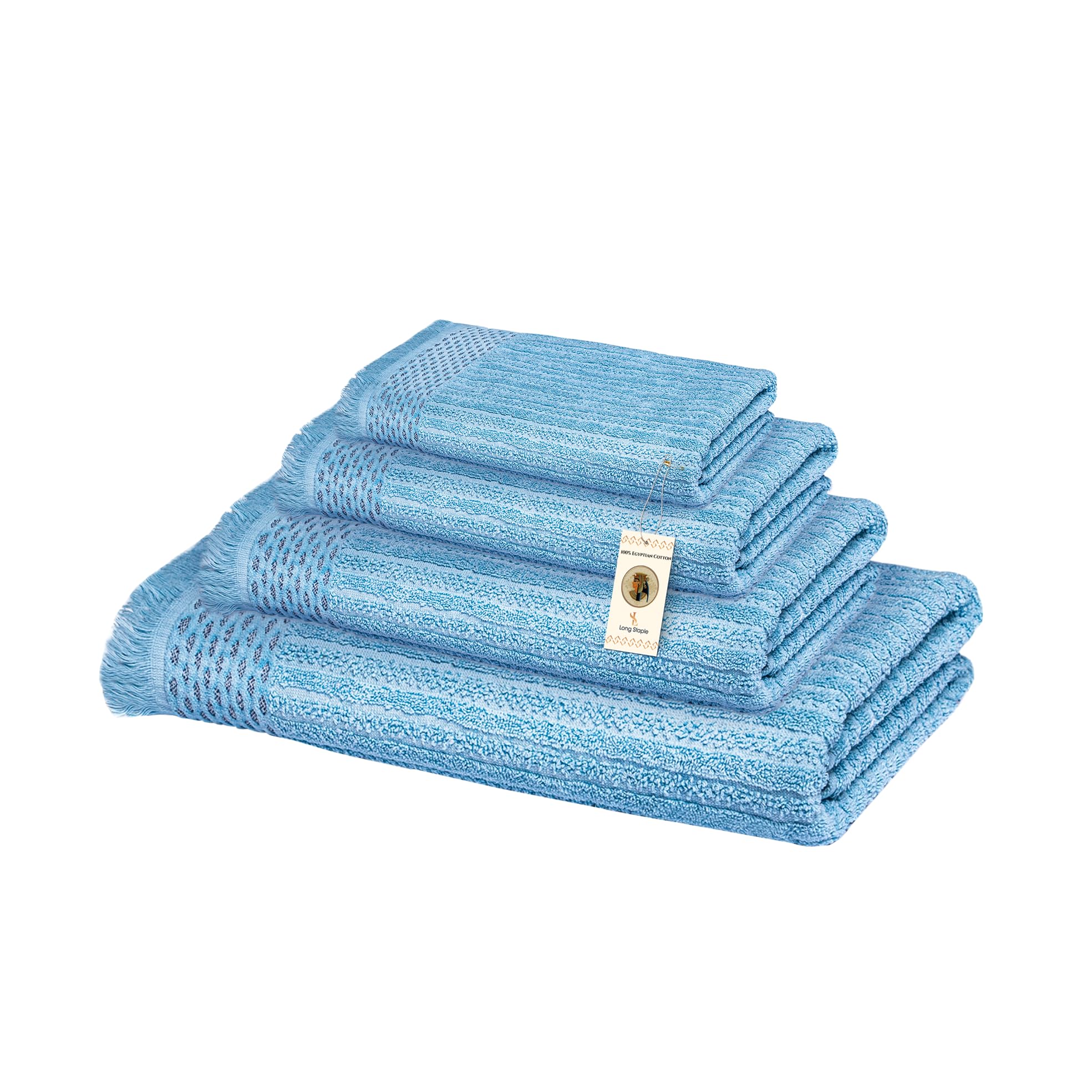LONG STAPLE egyptian cotton towel set extra absorbent luxury design made in egypt Giza design (teal, 30x30 50x95 70x140 90x160)