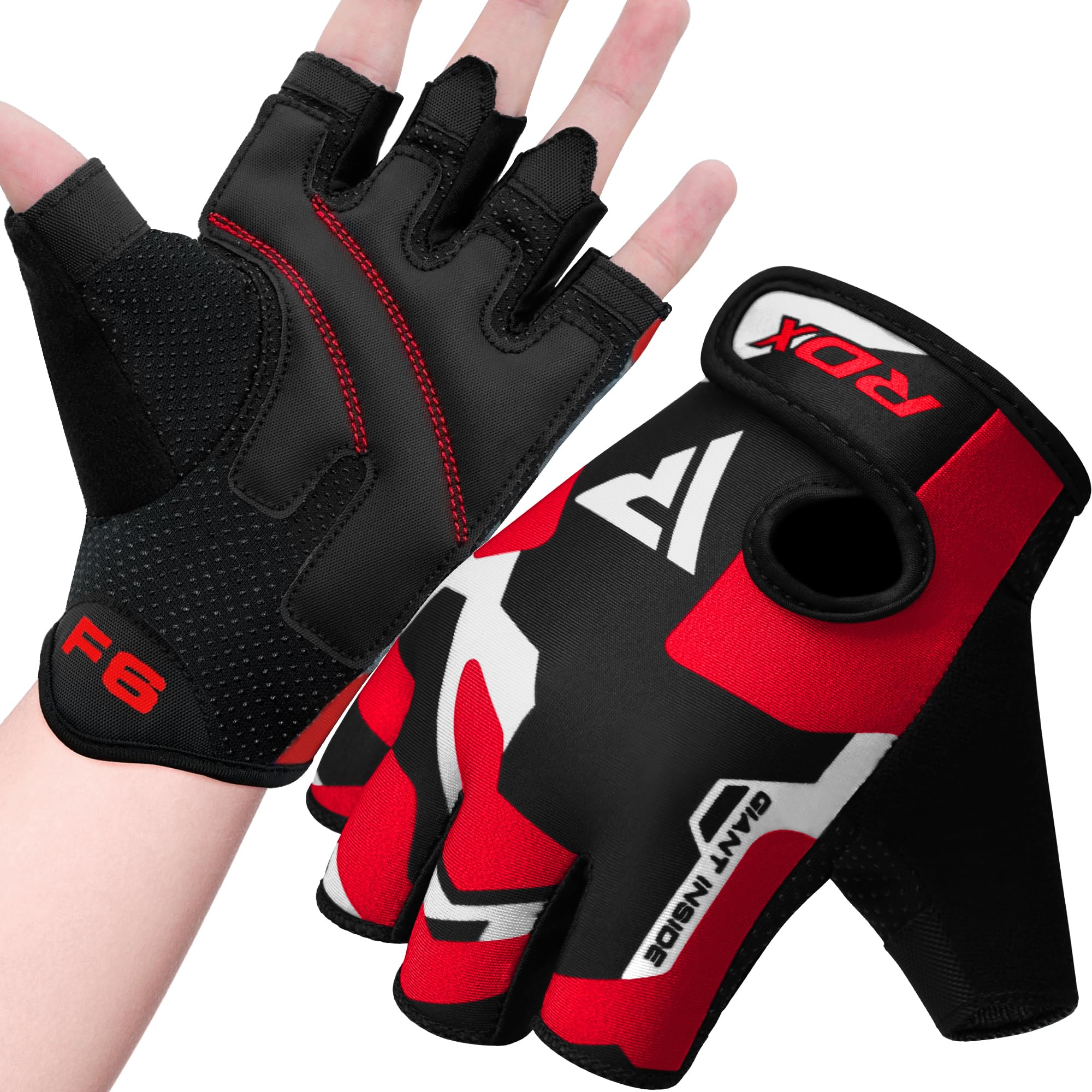 RDX Guanti Palestra Sollevamento Pesi Fitness, Antiscivolo Imbottito Presa Protezione, Elastico Traspirante, Powerlifting Bodybuilding Forza Allenamento Ciclismo Calisthenics Gloves, Uomo Donna
