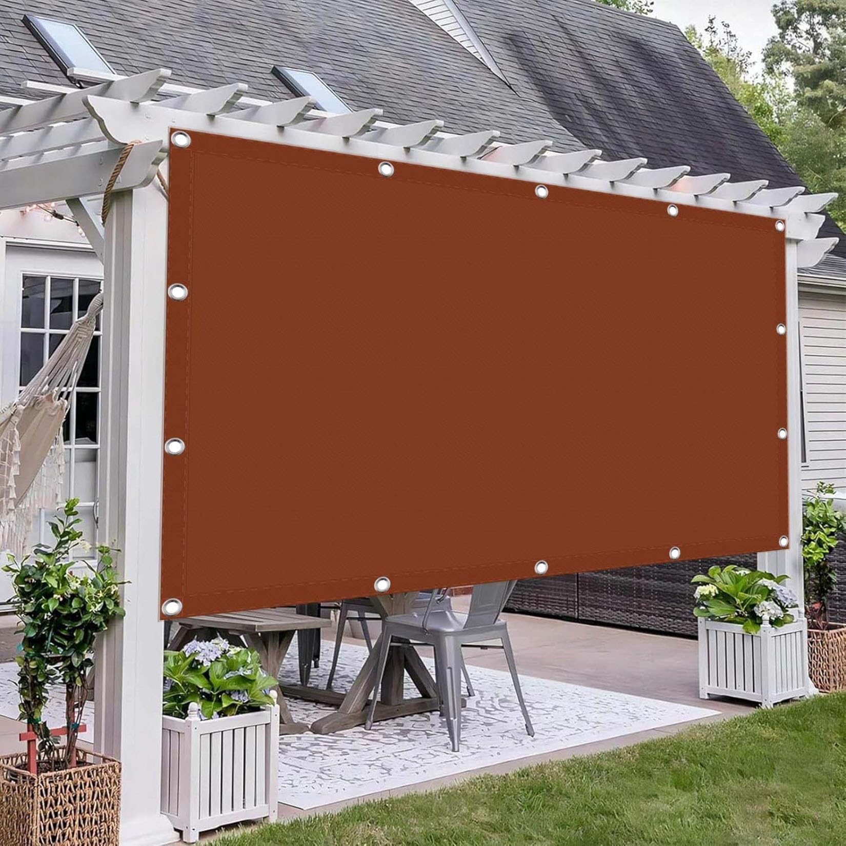 Kleines Sonnensegel 170 x 170 cm Premium Wasserabweisend Wetterschutz Segel Befestigungsseile für Gartenanlagen, Camping Und Freizeit, Rostrot