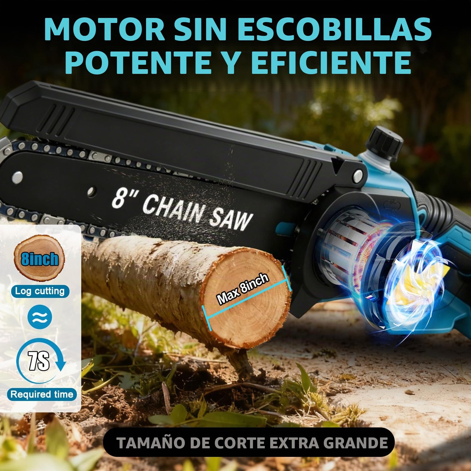 Motosierra de Ramas Inalámbrica de alto contacto Profesional compatible con Makita 18V, Sierra de ramas sin escobillas de 8 pulgadas con Mango Telescópico y altura de trabajo Telescópica (Sin batería)