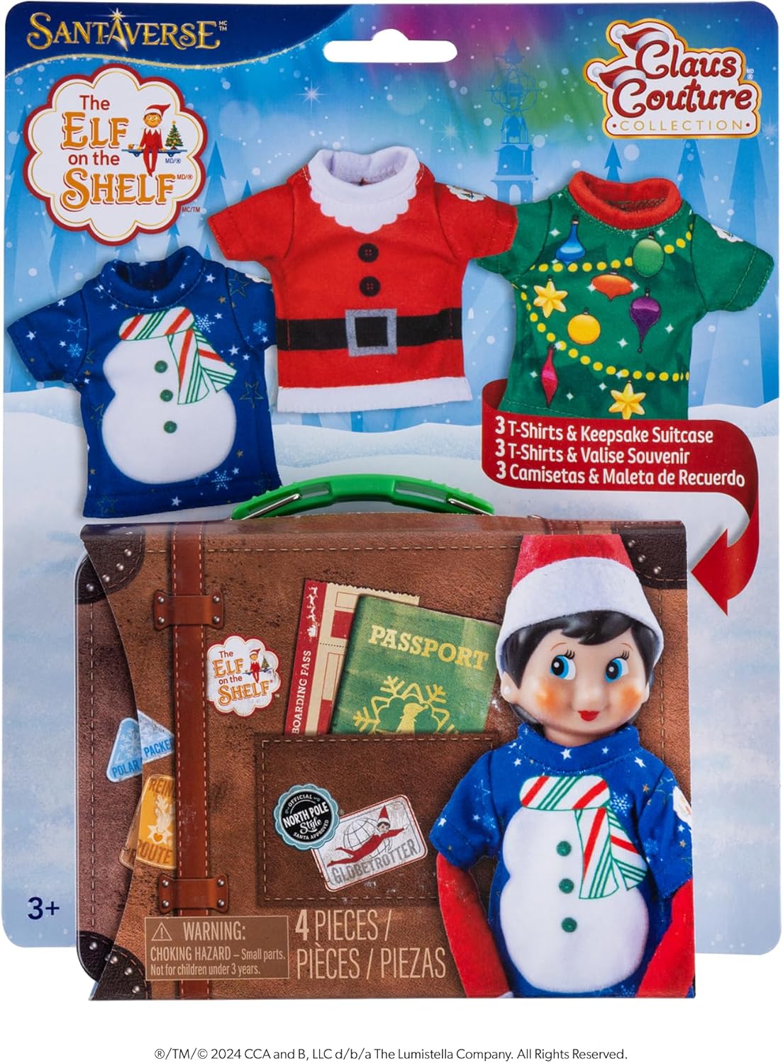 The Elf on the Shelf Claus Couture Collection Festive Fun T-Shirt Set - Set of 3 Elf-Size Tees with Gingerbread, Hot Cocoa and Donut Designs - Scout Elf Not Included
