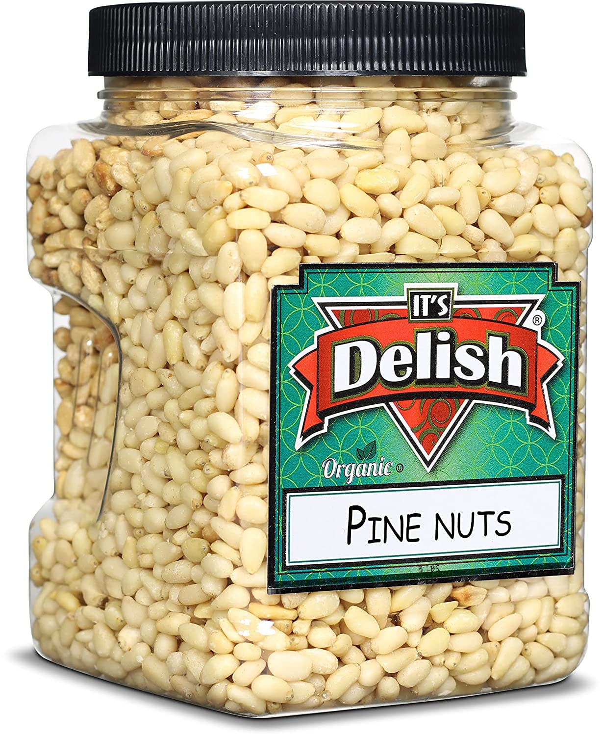 Raw Pine Nuts by It’s Delish, 3 LBS Reusable Jumbo