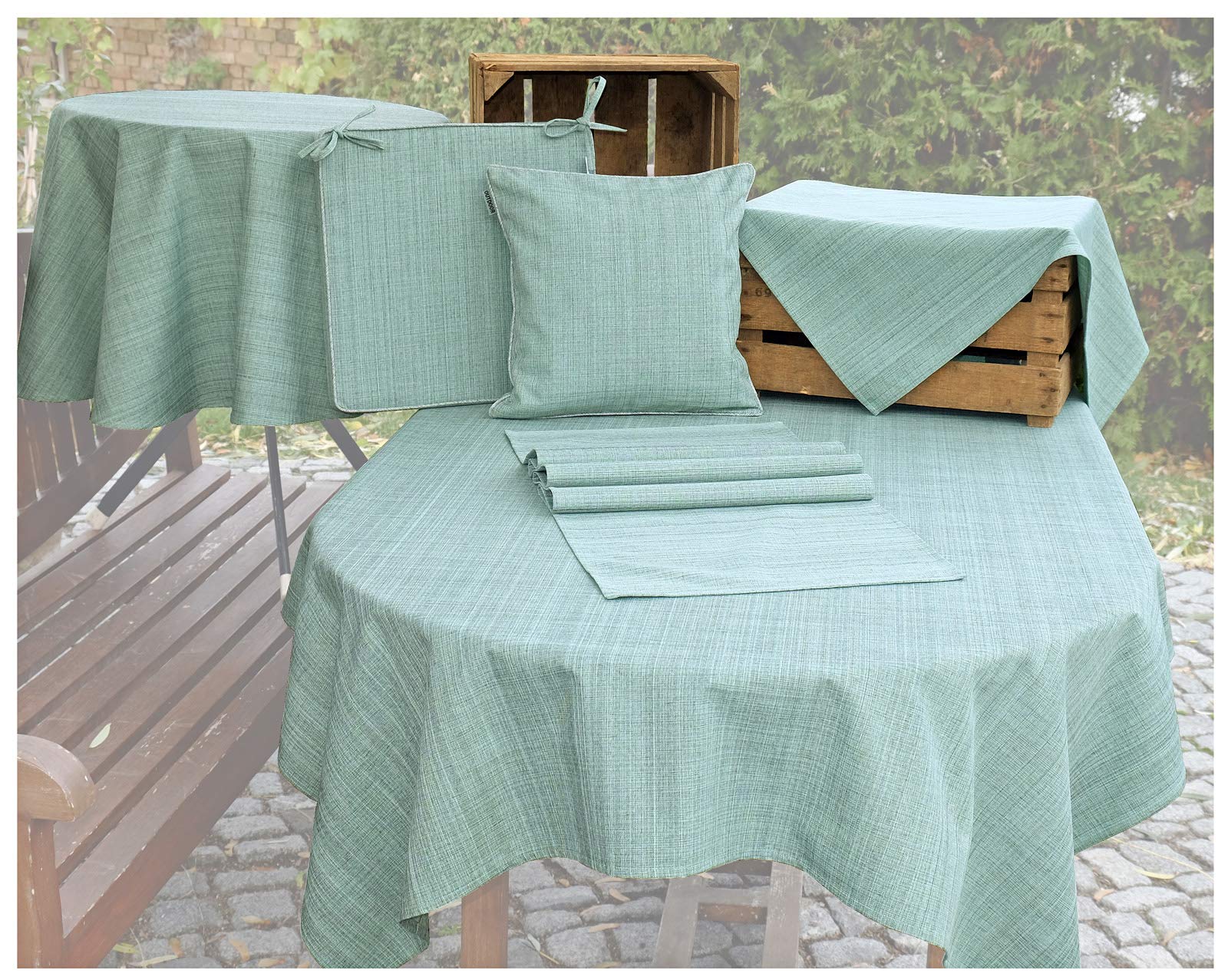 Heimtexland Outdoor-Tischdecke 90x90cm Mint - Schmutzabweisend Mit Lotus-Effekt