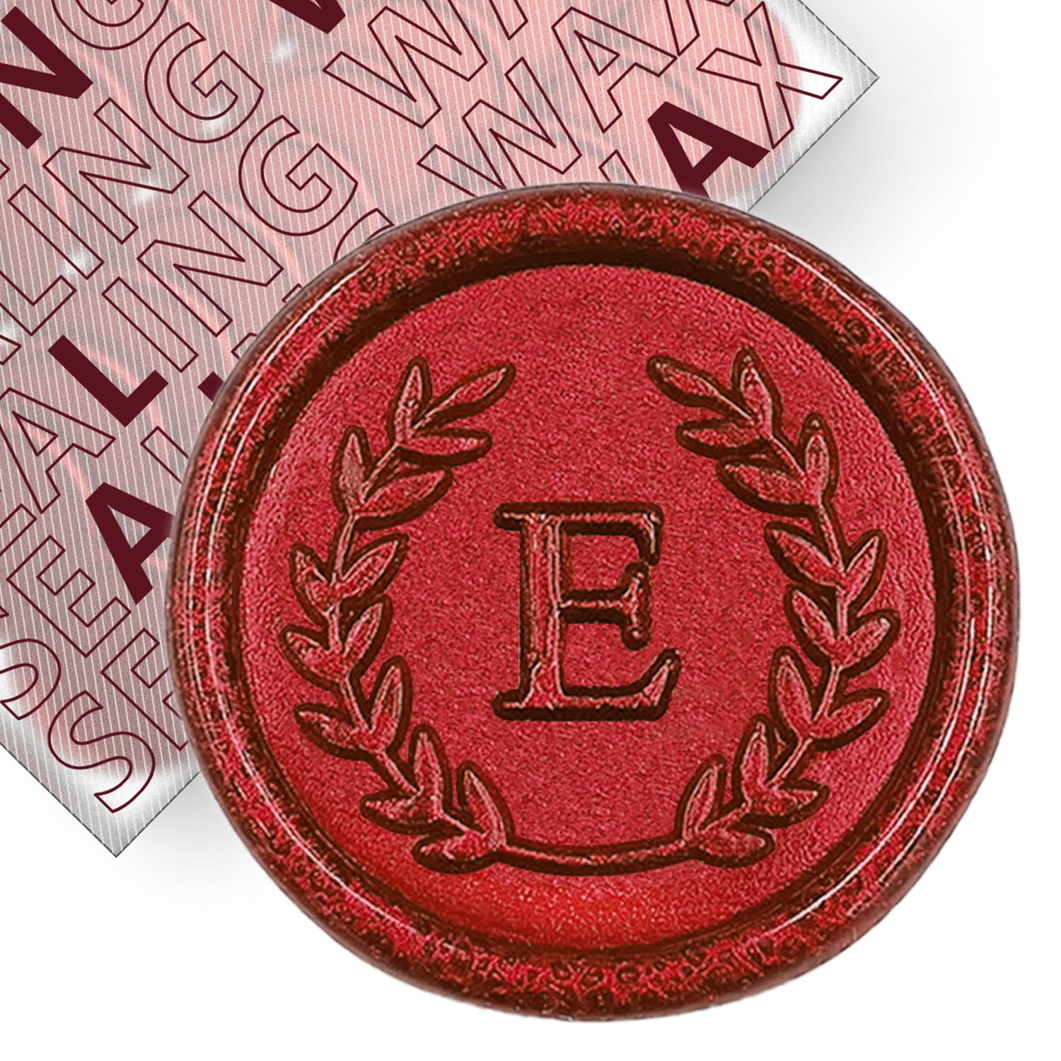 50Pcs Red Letter E Adhesive Wax Seal Stickers, Hand-Made, No Need Seal Stamp, Tear and Use Wax Stickers for Wedding Invitations, Envelopes, Christmas Gift