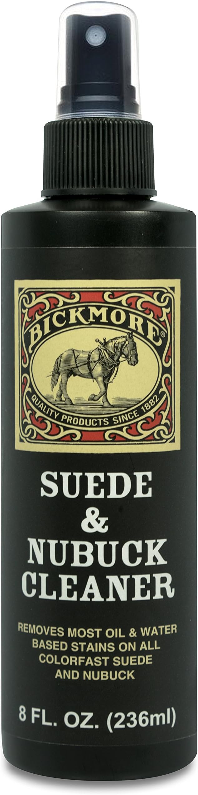 Bickmore Suede and Nubuck Cleaner 8oz | Made in USA Since 1882 | Deep Cleaning and Conditioning Spray for Boots, Shoes, Jackets, and Handbags - Non-Toxic, PFAS-Free Formula to Restore Texture and Nap
