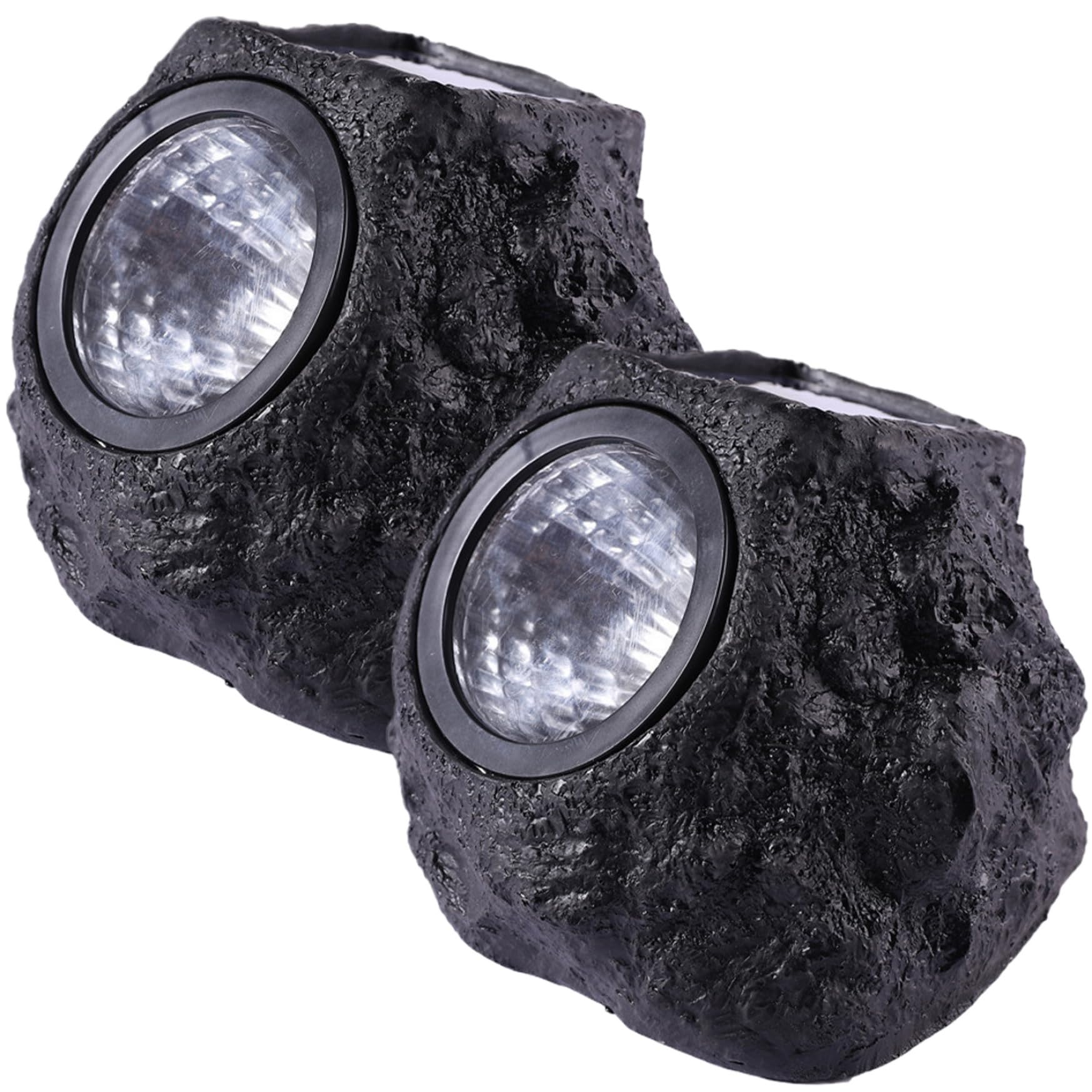 Hperu 2Pcs Solar Rock Lights for Outside Waterproof Realistic Stone Solar Spotlight Led Warm Ground Light for Pathway Walkway Yard Garden 6x5x5 Inch