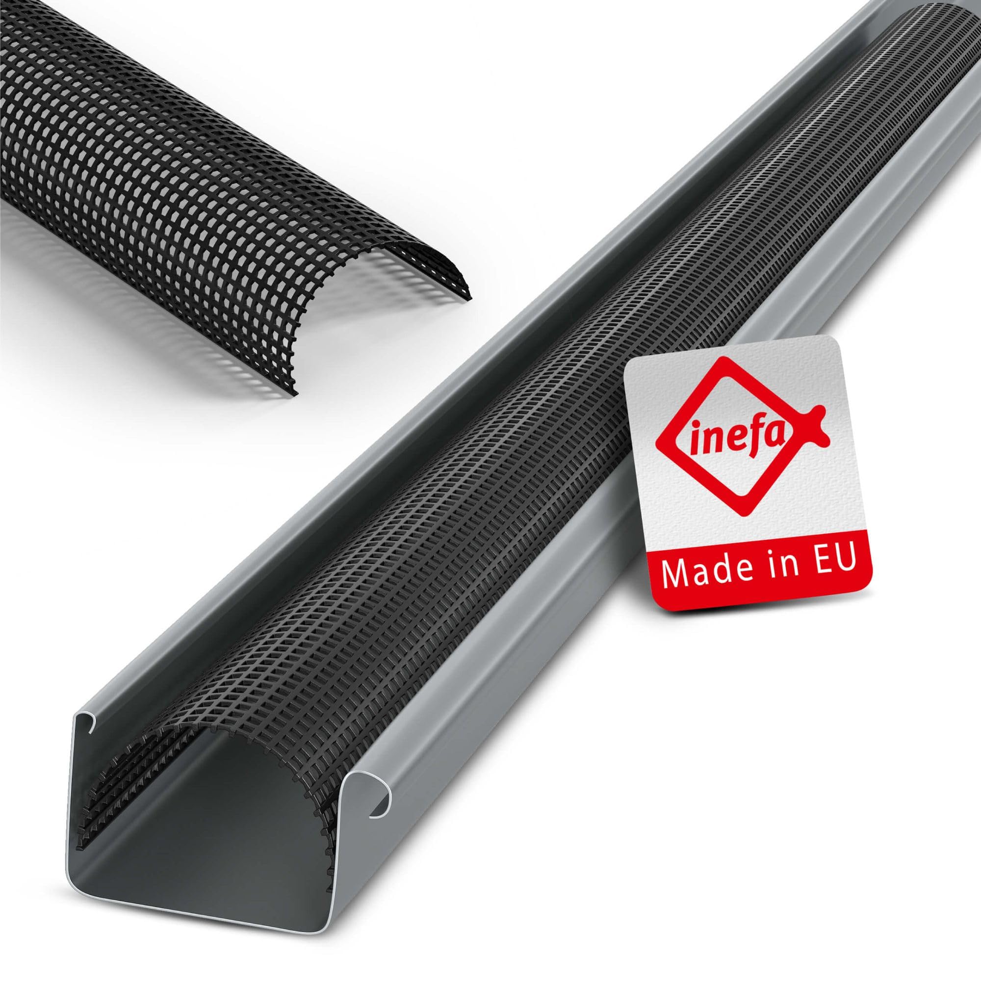 INEFA Gutter Leaf Guard, PVC 83 mm (3¼"), 2 m (6'7"), Black, Leaf Protection for gutters, Gutter mesh, Made in Germany – Ideal Protection Against Leaves