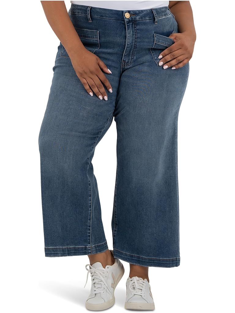 Black KUT from the Kloth Plus Meg High Rise Wide Leg With Patch Pockets Reg Hem