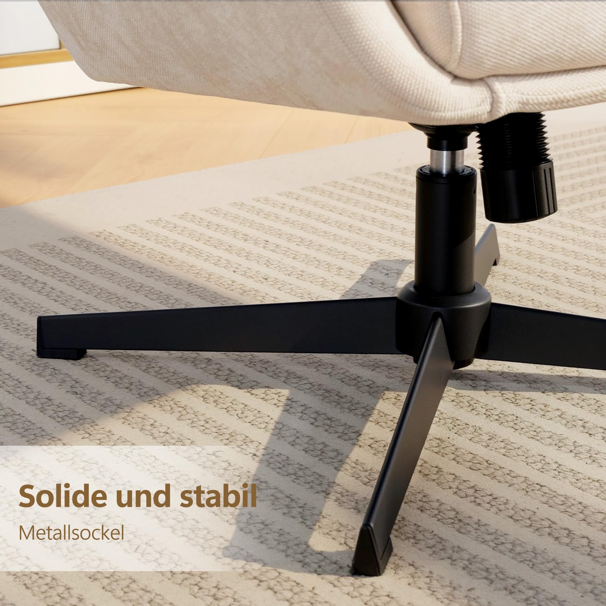 HOMCOM Relaxsessel mit Hocker mit Hoher Rückenlehne Wippfunktion Beige