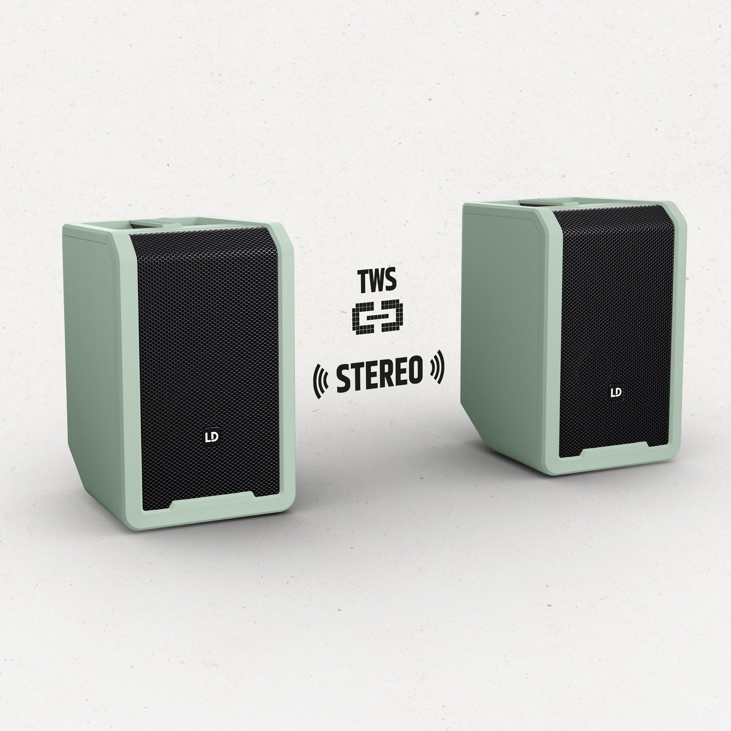 LD Systems ANNY 8 Enceinte Portable de sonorisation Bluetooth alimentée par Batterie avec Table de mixage intégrée Vert