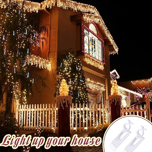 Miniatura 5 de Clips de luz navideños, clips multiusos de Navidad para exteriores, paquete de 100 clips de canalón todo en uno para cadena de luces C7E12, C9E17,