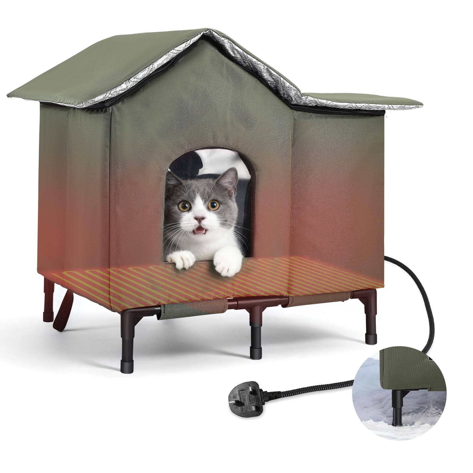 Maison isolée pour chat d'extérieur cabane en bois étanche pour l'hiver