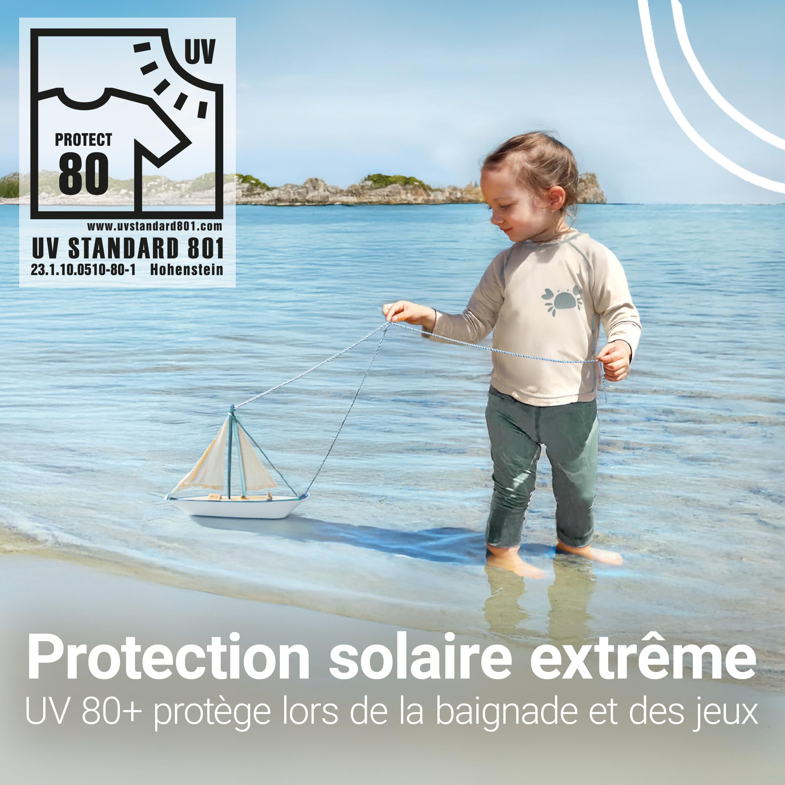 LaLoona Combinaison Anti UV Bebe (2 Pièces) – T Shirt UV Enfant Manches Longues et Short de Bain Long UPF 80+ – Maillot de Bain Unisexe, Séchage Rapide, Oekotex